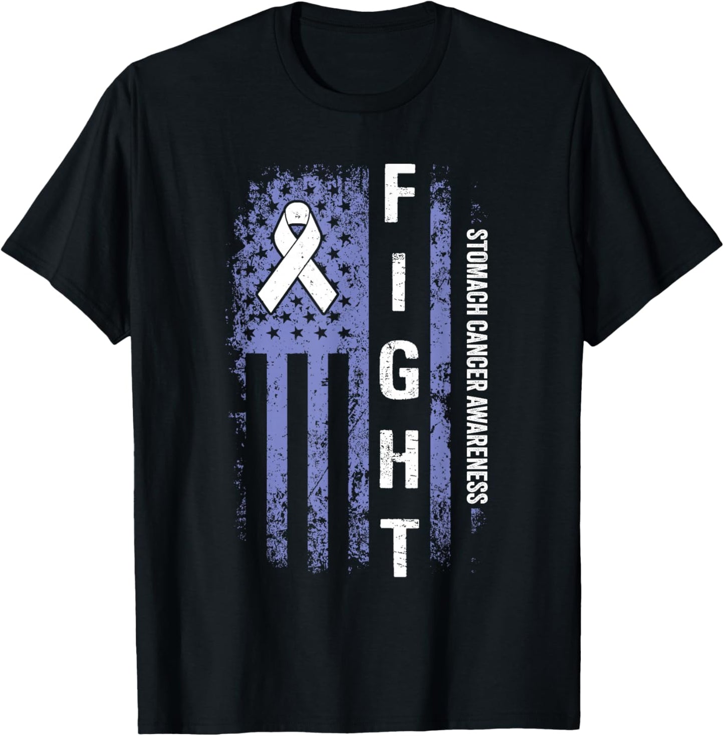Stomach Cancer Awareness American Flag Stomach Cancer T-Shirt - T-Shirt | Black