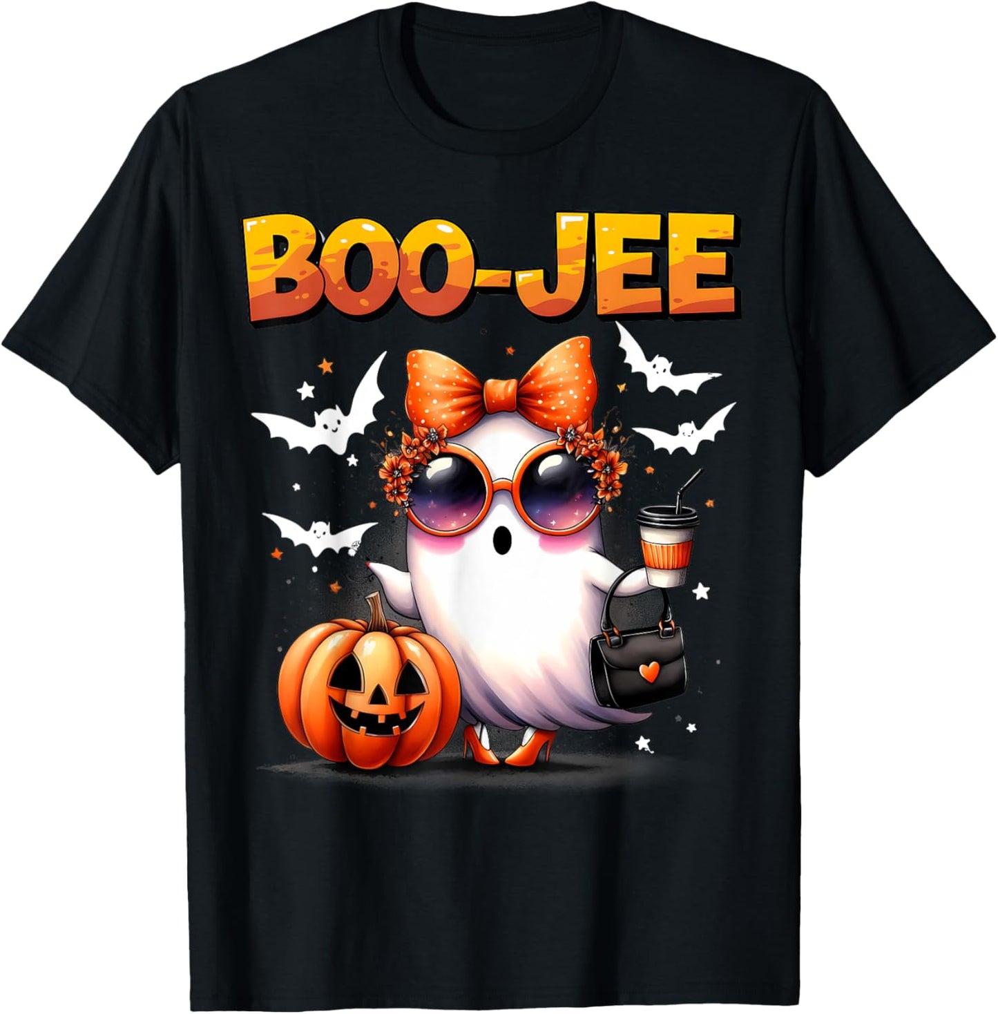 Funny Boo-Jee Ghost Halloween Boo Jee Ghost Spooky Season T-Shirt - T-Shirt | Black