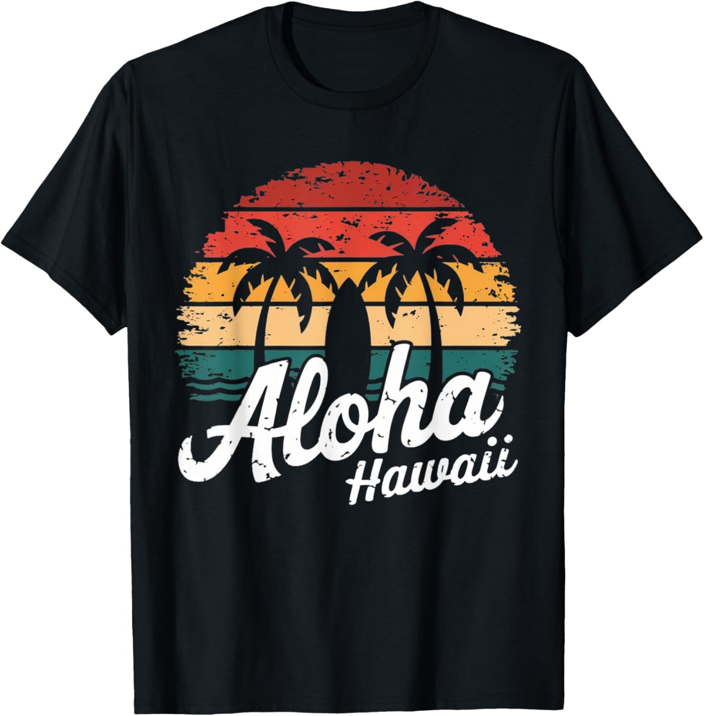 Aloha Hawaii Hawaiian Island sun Beach Surfboard Surf squad T-Shirt - T-Shirt | Black