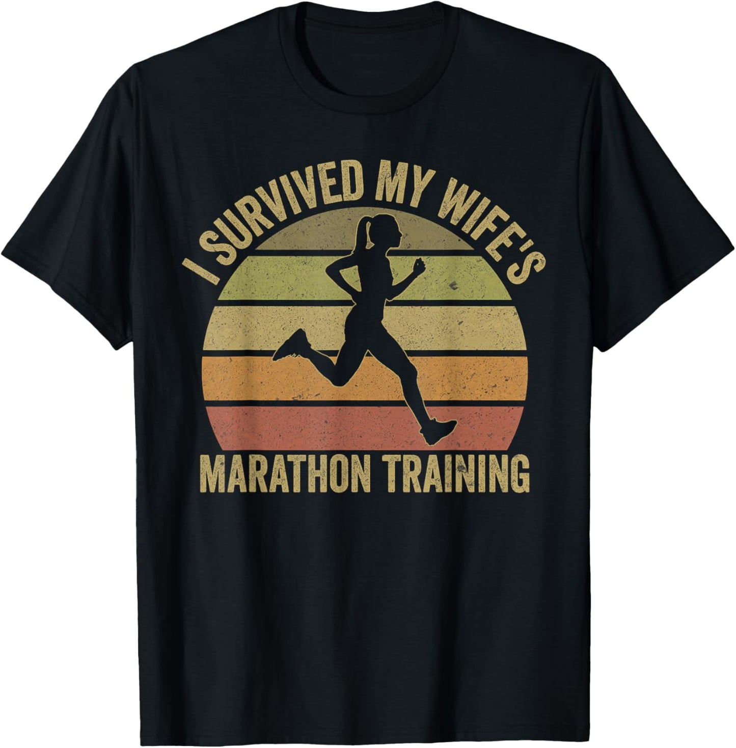 I Survived My Wife's Marathon Training Half Marathon Husband T-Shirt - T-Shirt | Black