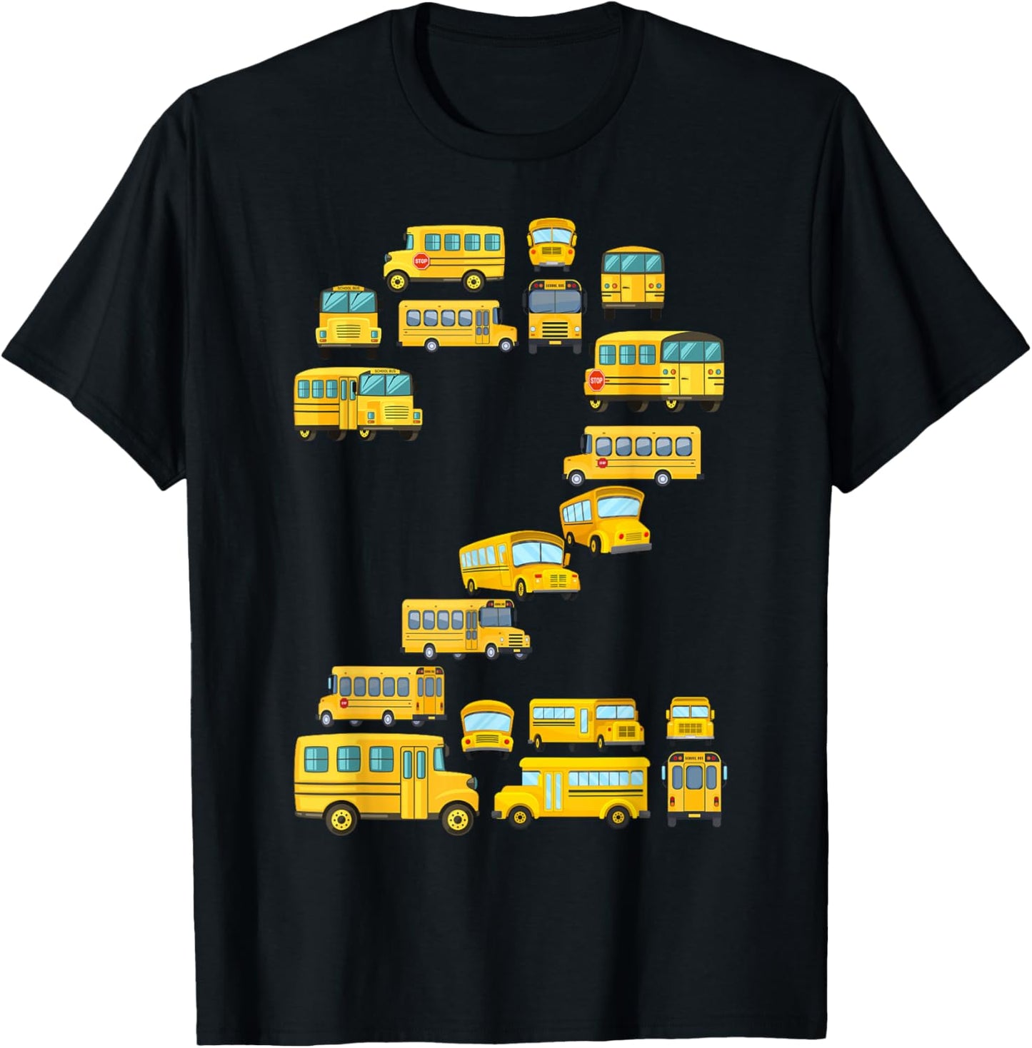Cool 2 Birthday School Bus 2nd Bday Party 2 Years Old T-Shirt - T-Shirt | Black
