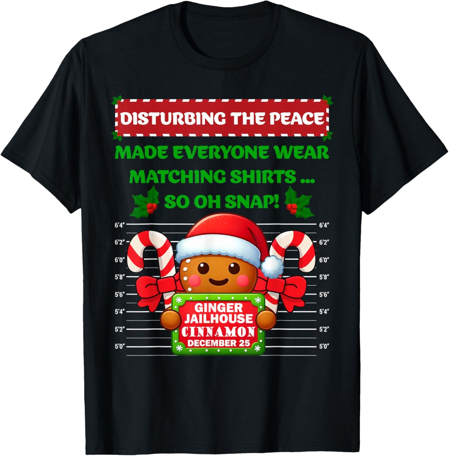 Funny Gingerbread Inmate Christmas Matching Family Group Set T-Shirt - T-Shirt | Black