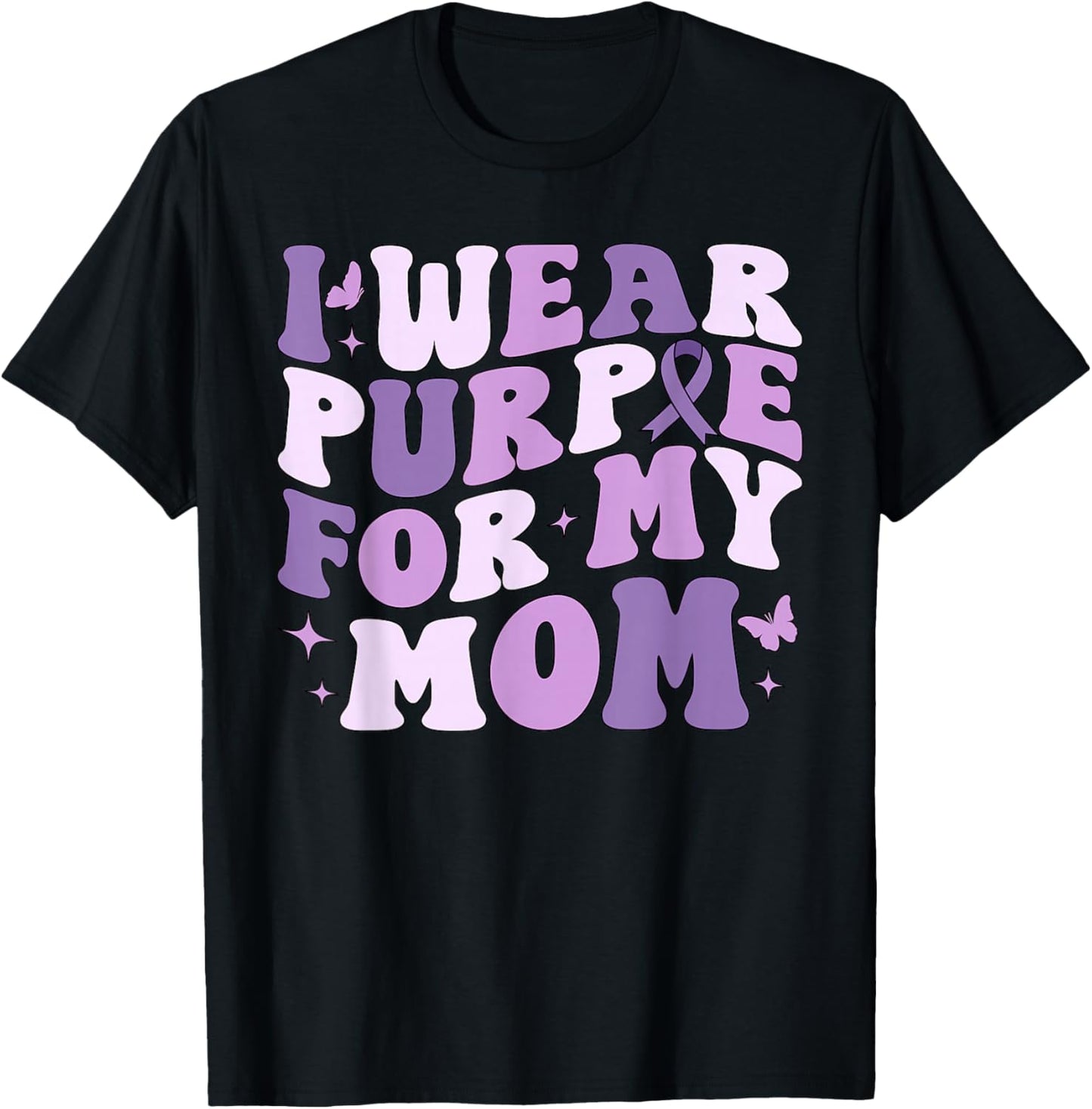 I Wear Purple For My Mom Pancreatic Cancer Awareness Kids T-Shirt - T-Shirt | Black
