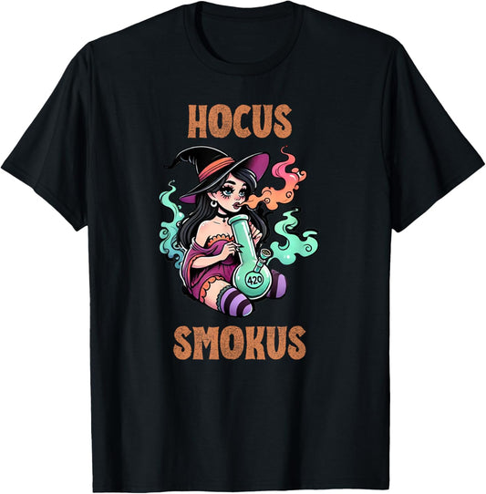 Halloween Witch Marijuana Cannabis Weed Funny 420 Humor Gift T-Shirt - T-Shirt | Black