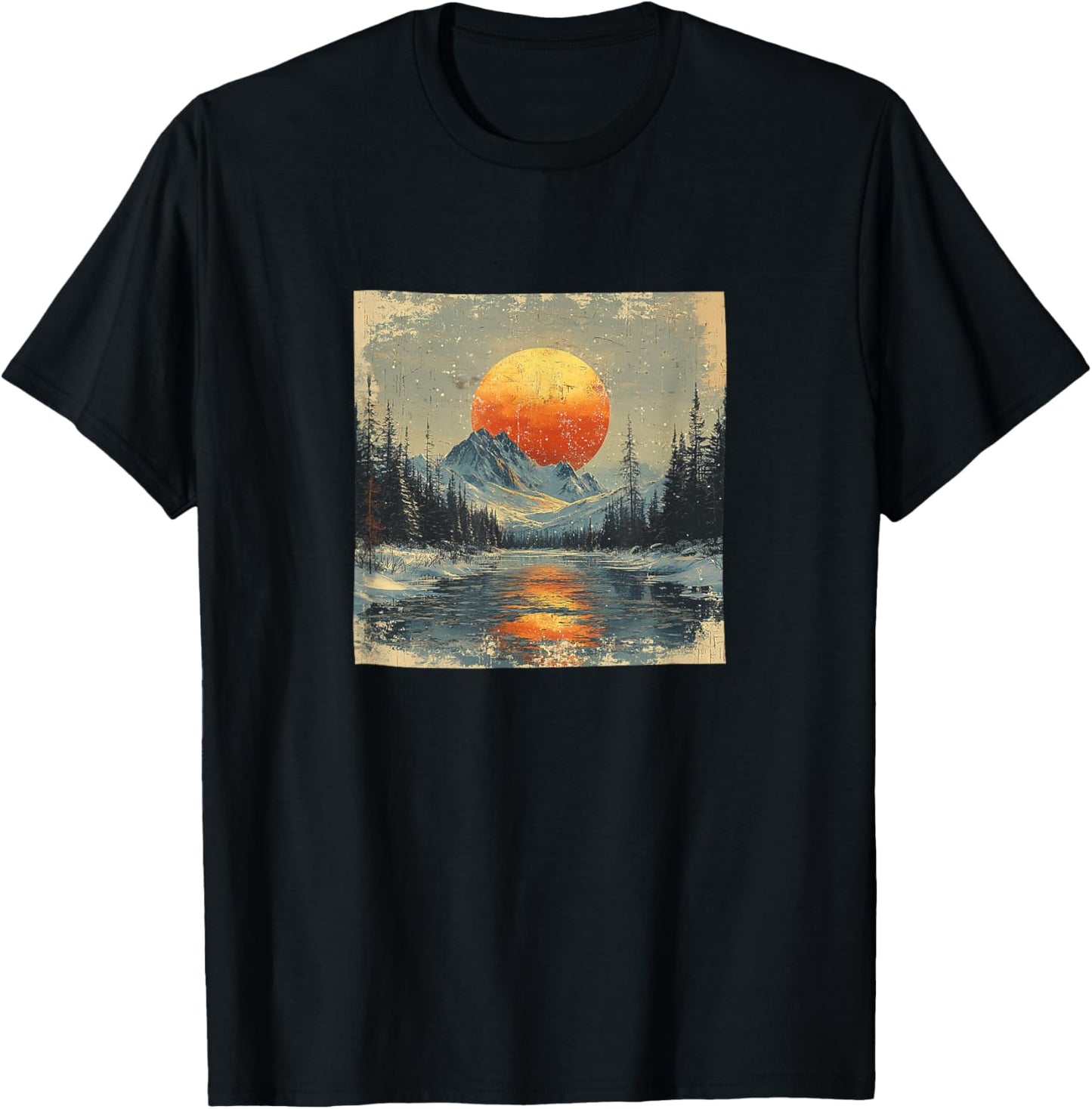 Arctic Tundra Vintage Landscape Graphic T-Shirt - T-Shirt | Black