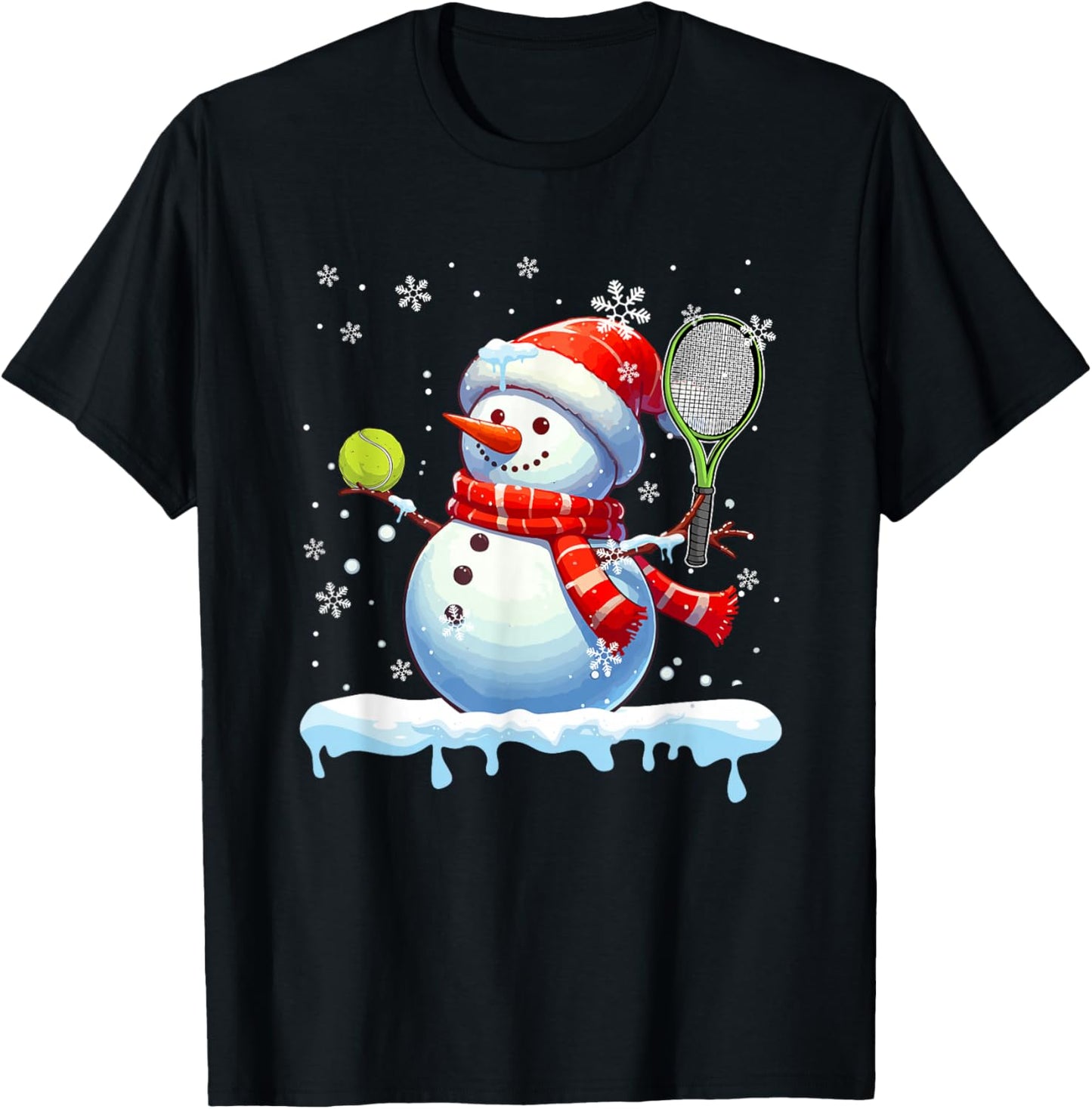 Snowman Playing Tennis Christmas Player Fan Lover Kids T-Shirt - T-Shirt | Black