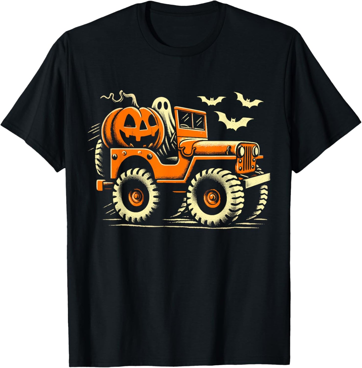 Halloween Monster Truck Ghost T-Shirt - T-Shirt | Black