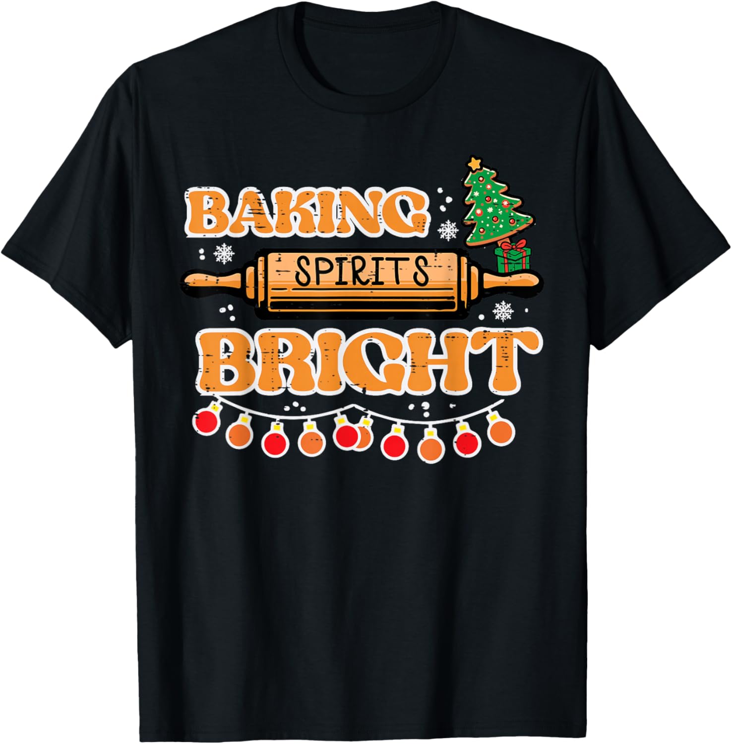 Christmas Baking Spirits Bright Xmas Baker Women Kids Men T-Shirt - T-Shirt | Black