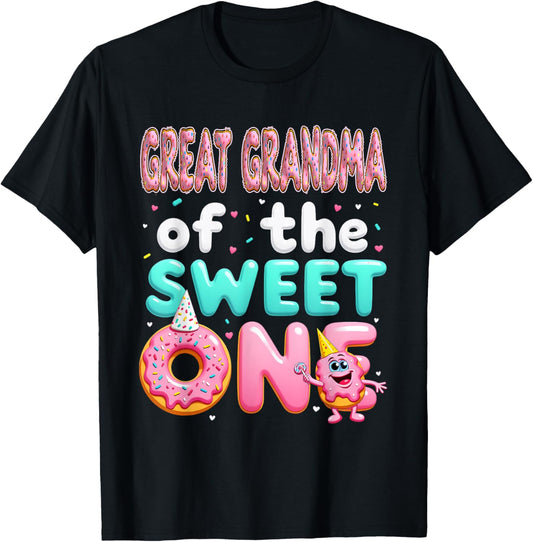 1st Birthday Donut Great Grandma Of The Sweet One T-Shirt - T-Shirt | Black