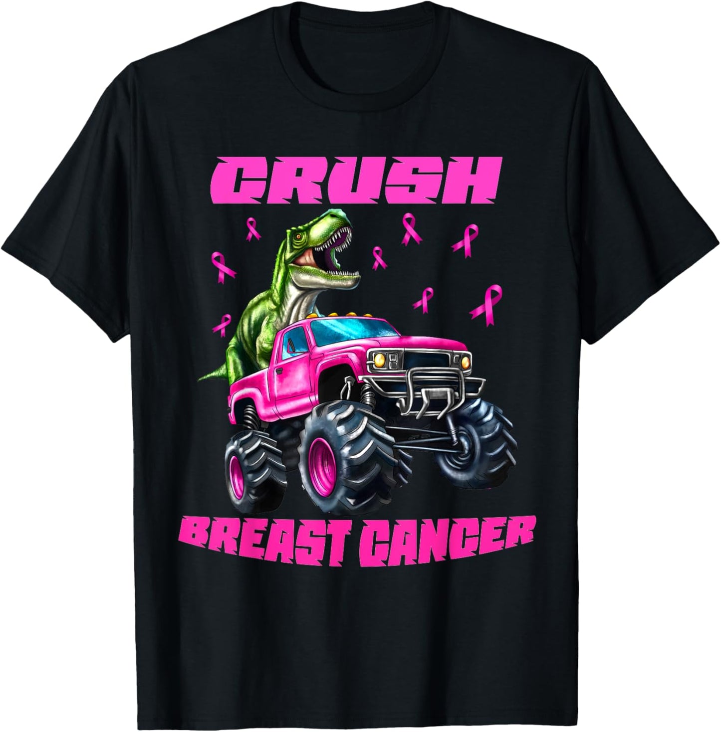 Crush Breast Cancer Monster Truck Wear Pink T-Shirt - T-Shirt | Black