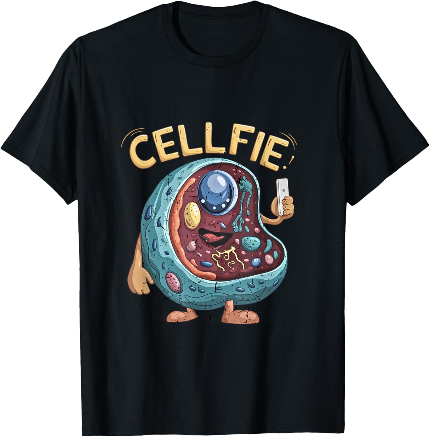 Cell Fie Funny Design Science Biology Teacher T-Shirt - T-Shirt | Black
