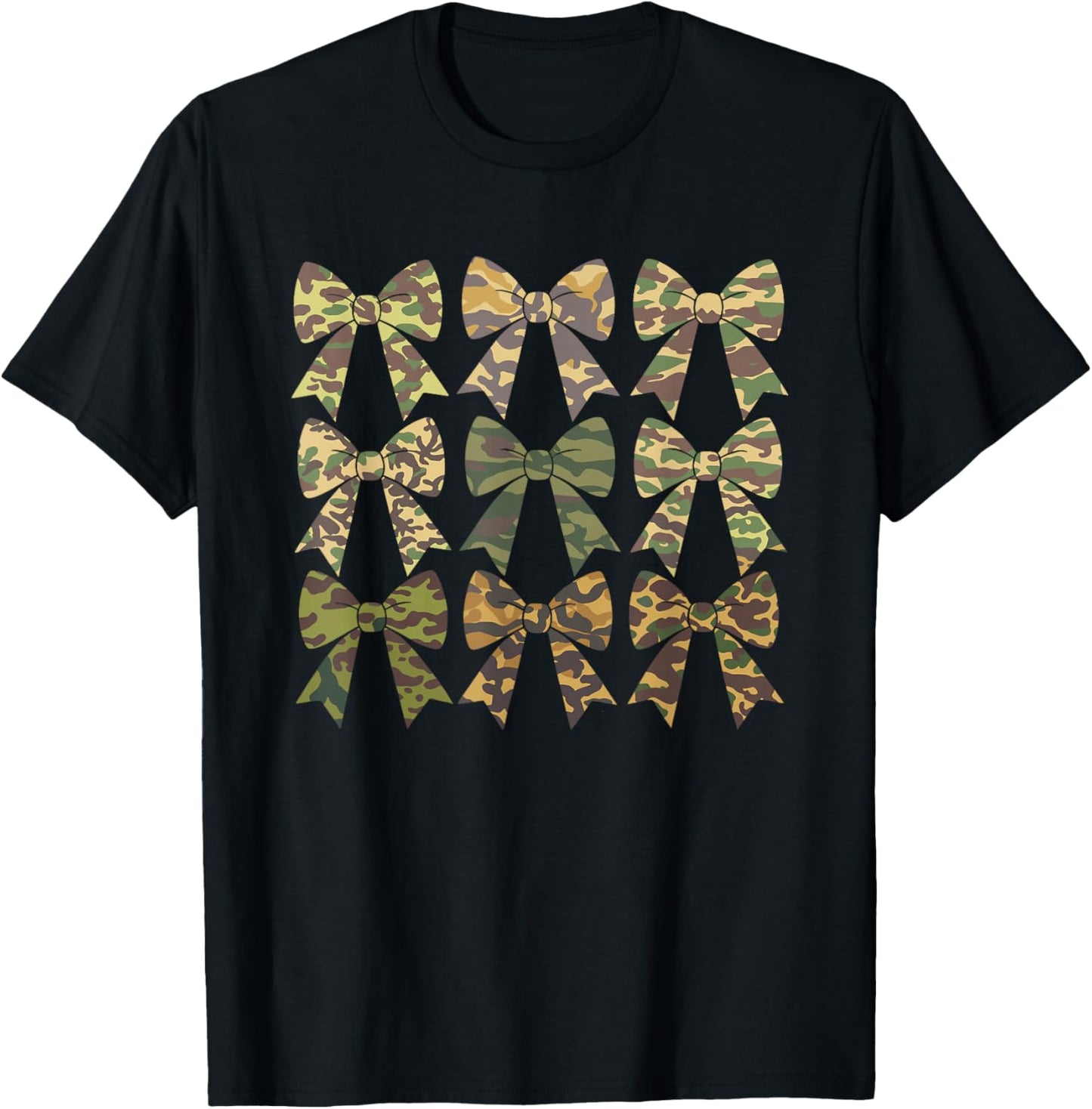 Camouflage Old Camo Bow Camo Coquette Bow Hunting Women Girl T-Shirt - T-Shirt | Black