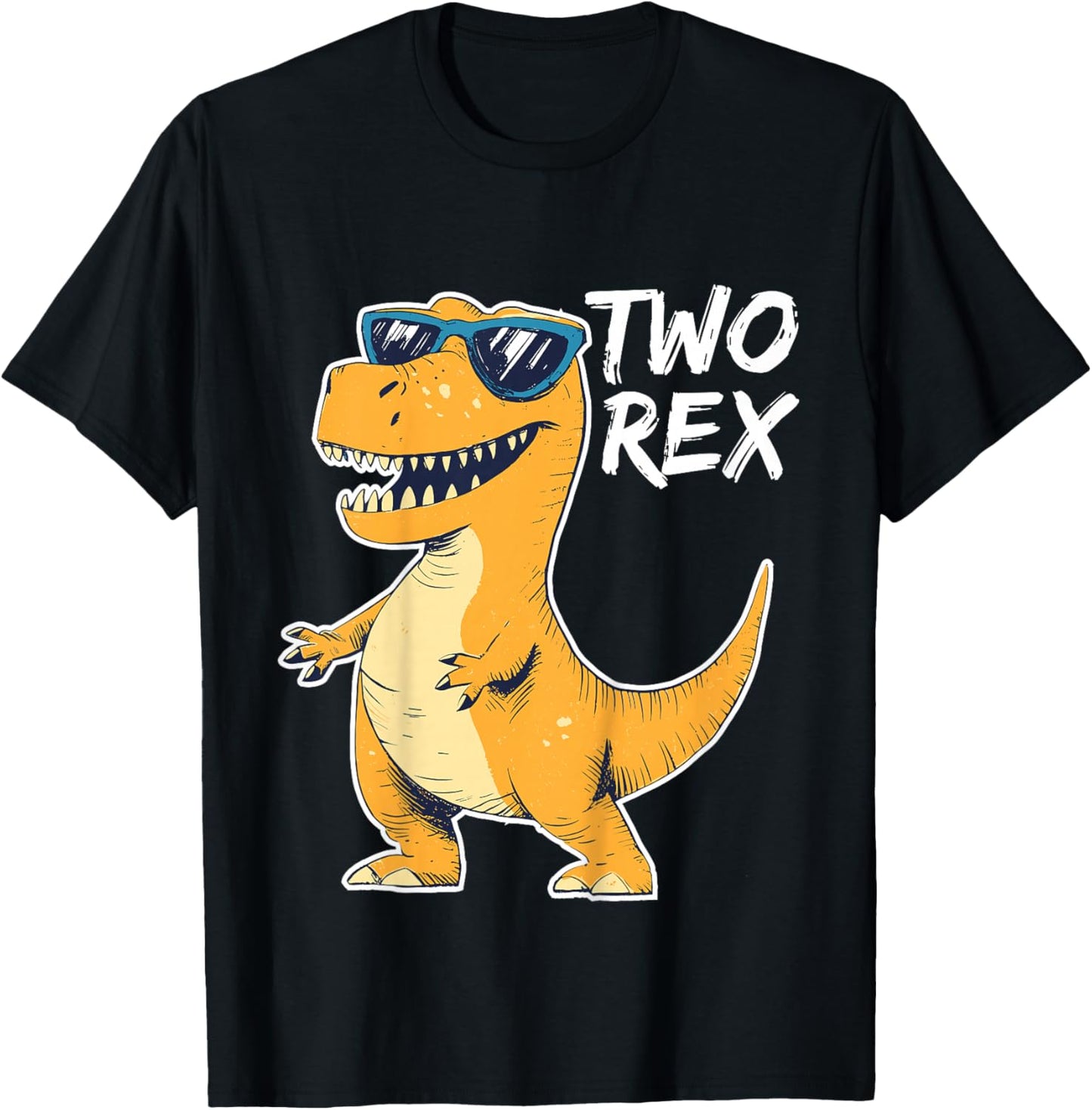Two Rex 2nd Birthday Gifts Second Dinosaur Boy 2 Years Old T-Shirt - T-Shirt | Black