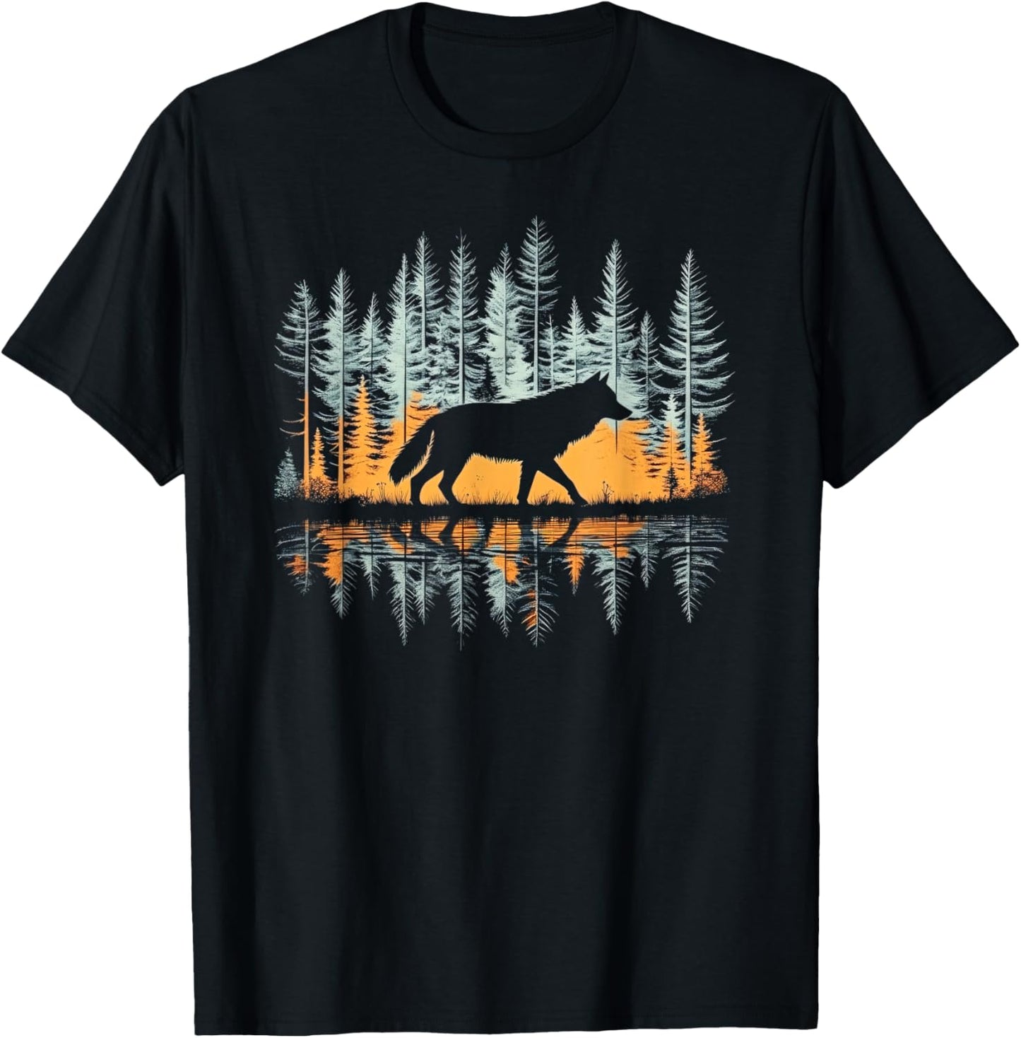 Cool Graphic Wolf Nature - -Adults & Kids, Black, Small, Short Sleeve T-Shirt - T-Shirt | Black