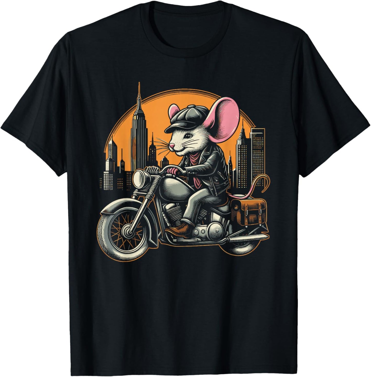 Motorcycle Mice Mouse Biker Rat Motorcyclist T-Shirt - T-Shirt | Black
