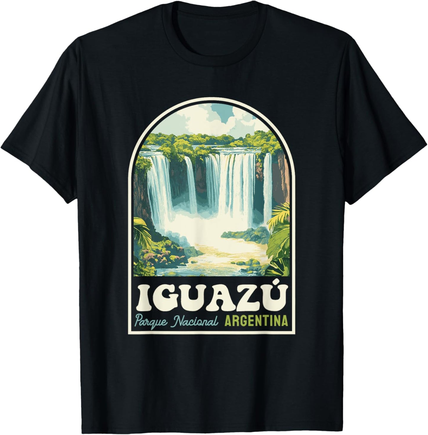 Iguazú Falls National Park Argentina Retro Travel Souvenir T-Shirt - T-Shirt | Black