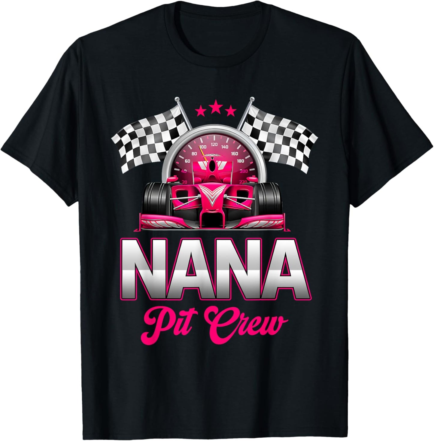 Nana Pit Crew Race Car Birthday Girl Party Racing Family T-Shirt - T-Shirt | Black