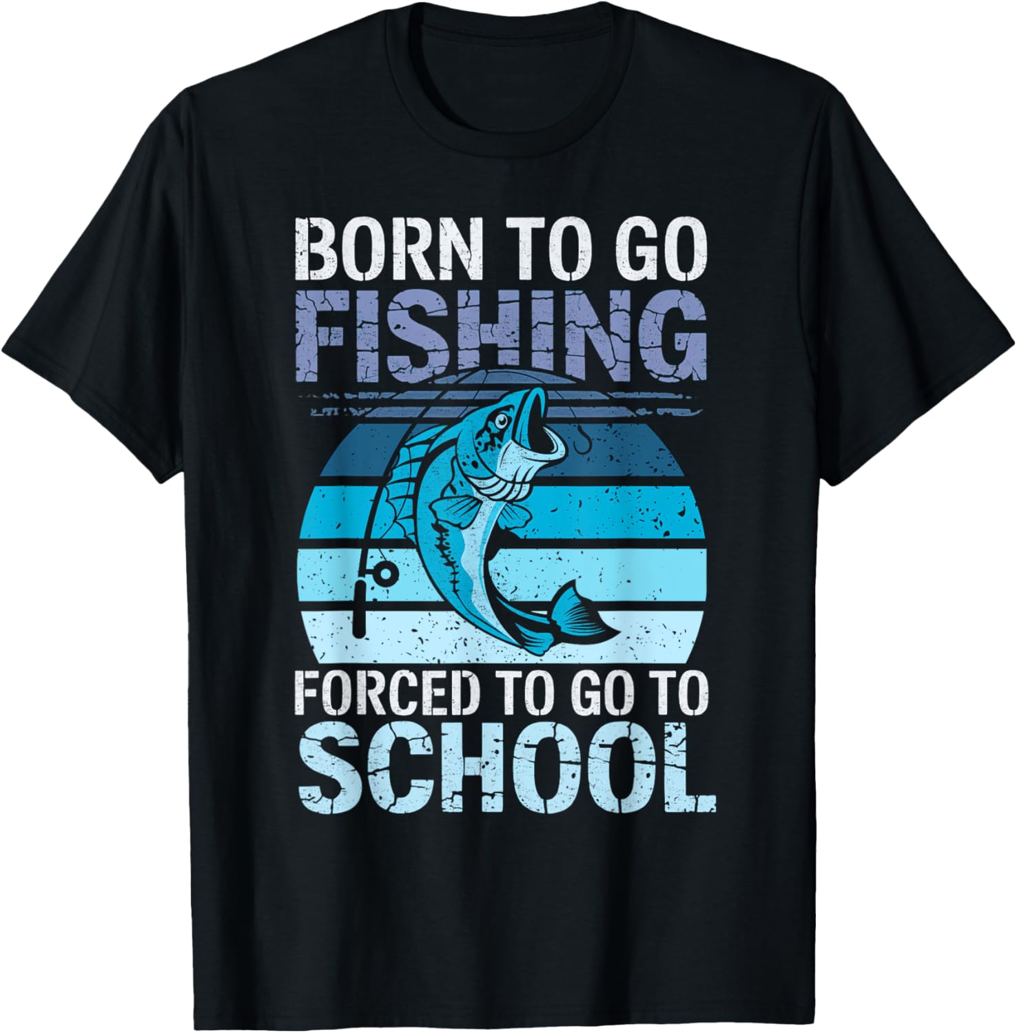 Born To Go Fishing Forced School Funny Fish Boys Kids T-Shirt - T-Shirt | Black