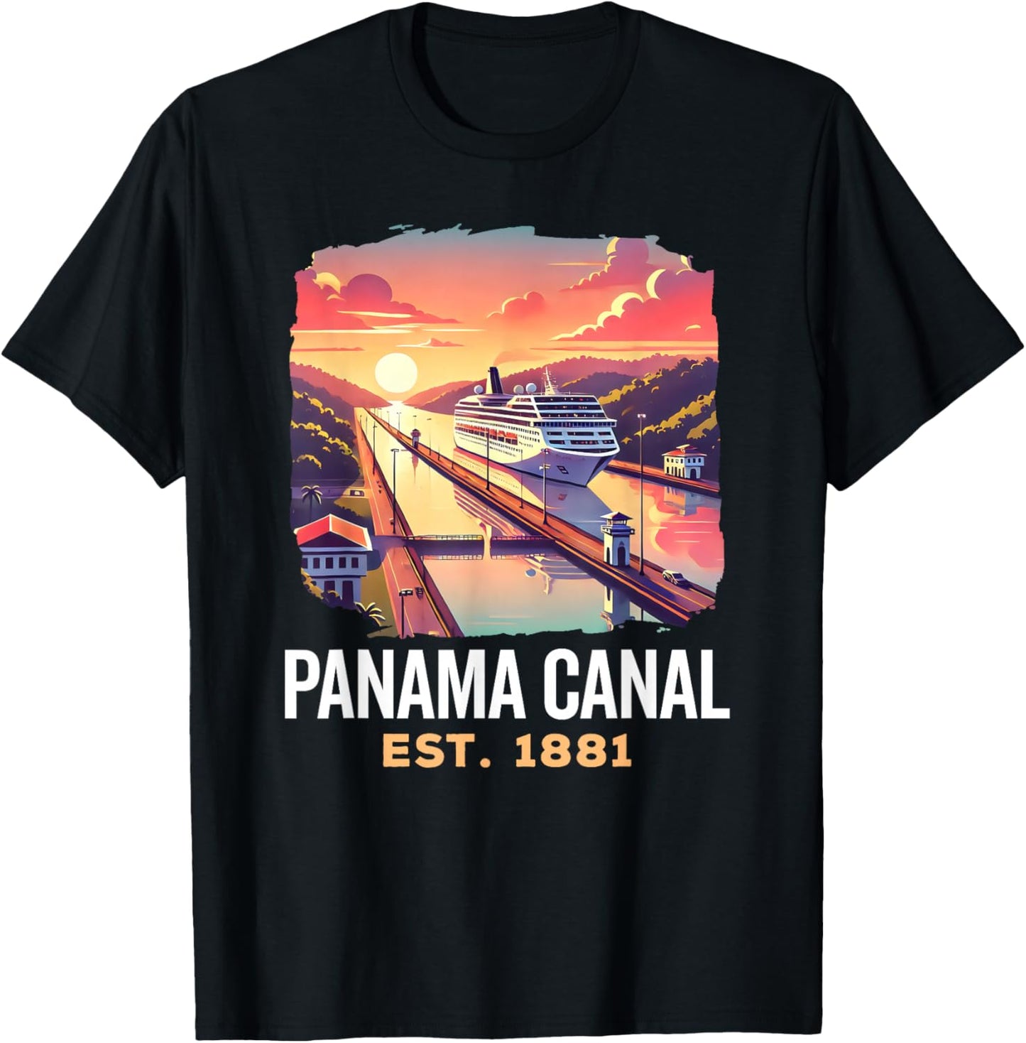 Vintage Panama Canal, Vintage Panama Canal Souvenir, Cruise T-Shirt - T-Shirt | Black