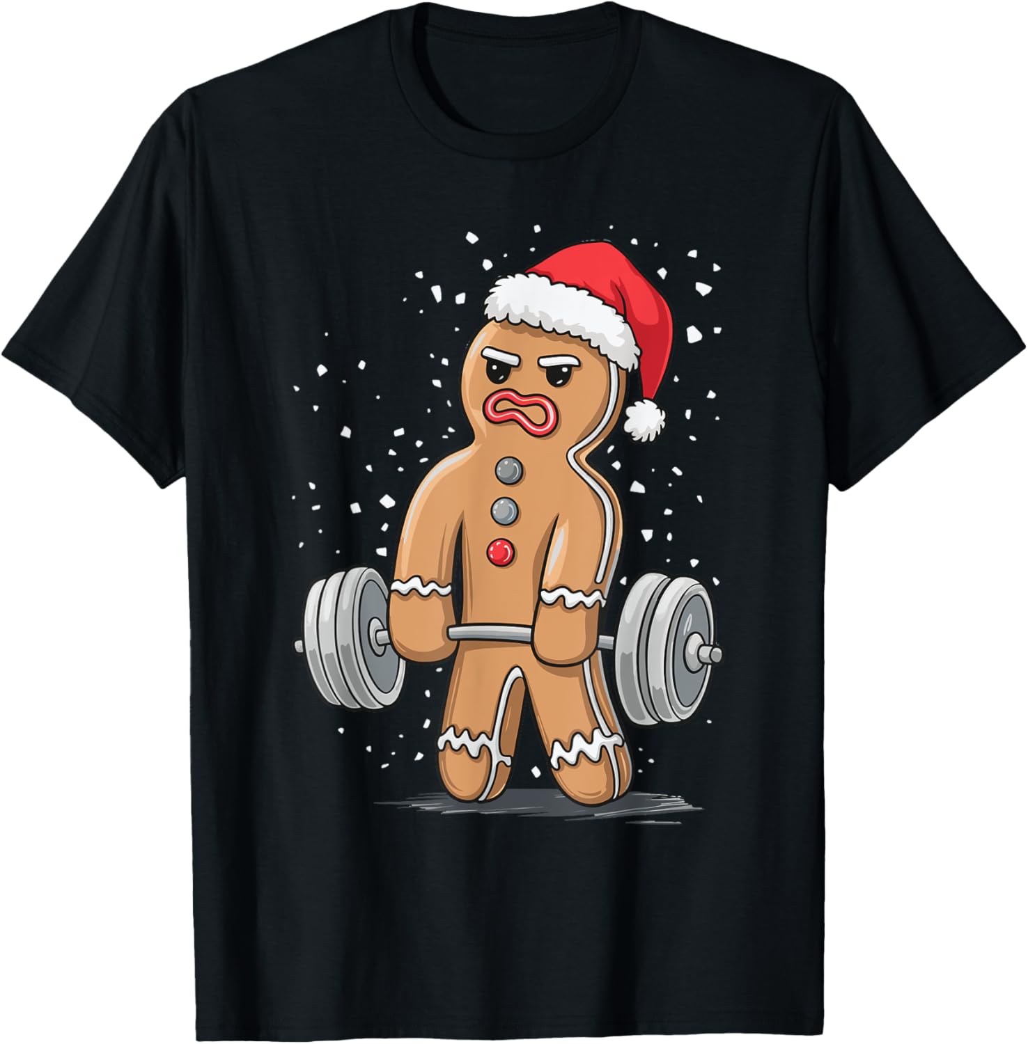 Gingerbread Weightlifting Workout Bodybuilding T-Shirt - T-Shirt | Black