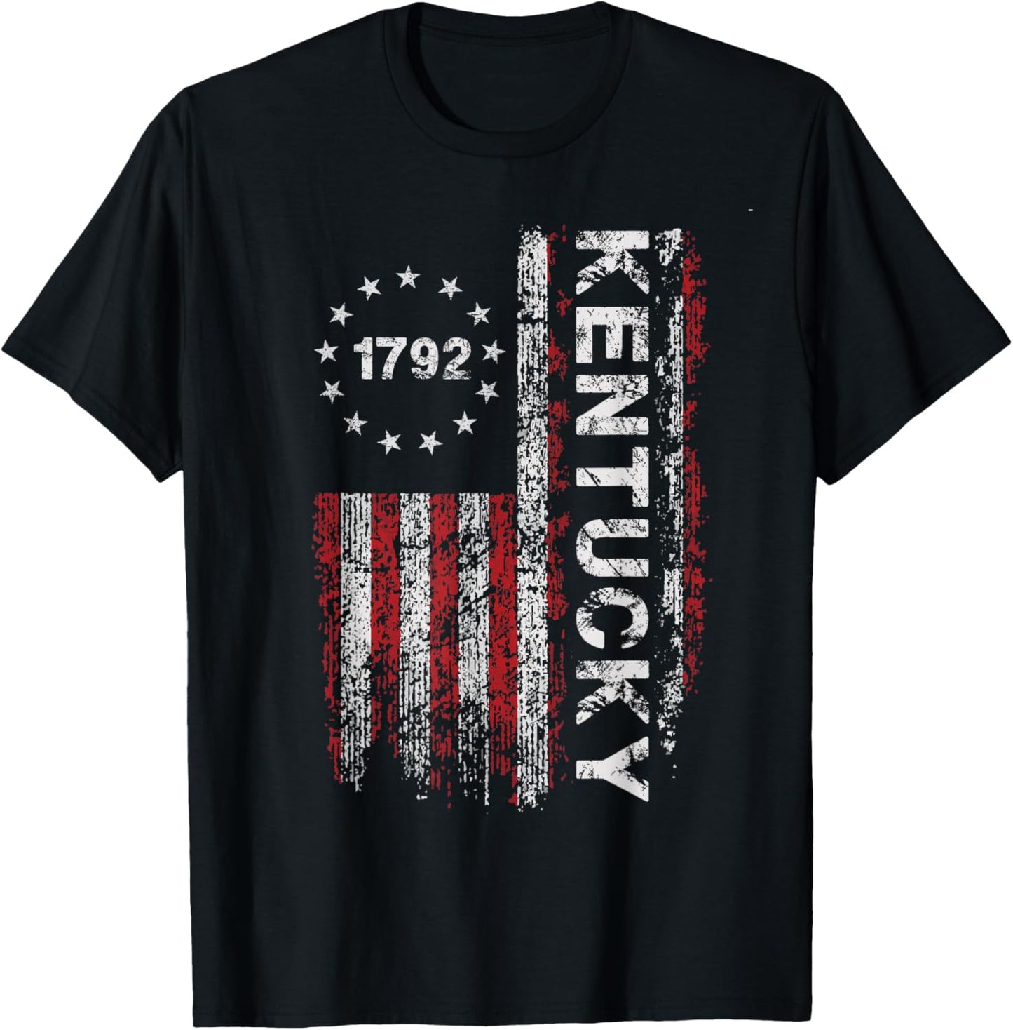 1792 Kentucky State US Flag Vintage Women Youth T-Shirt - T-Shirt | Black