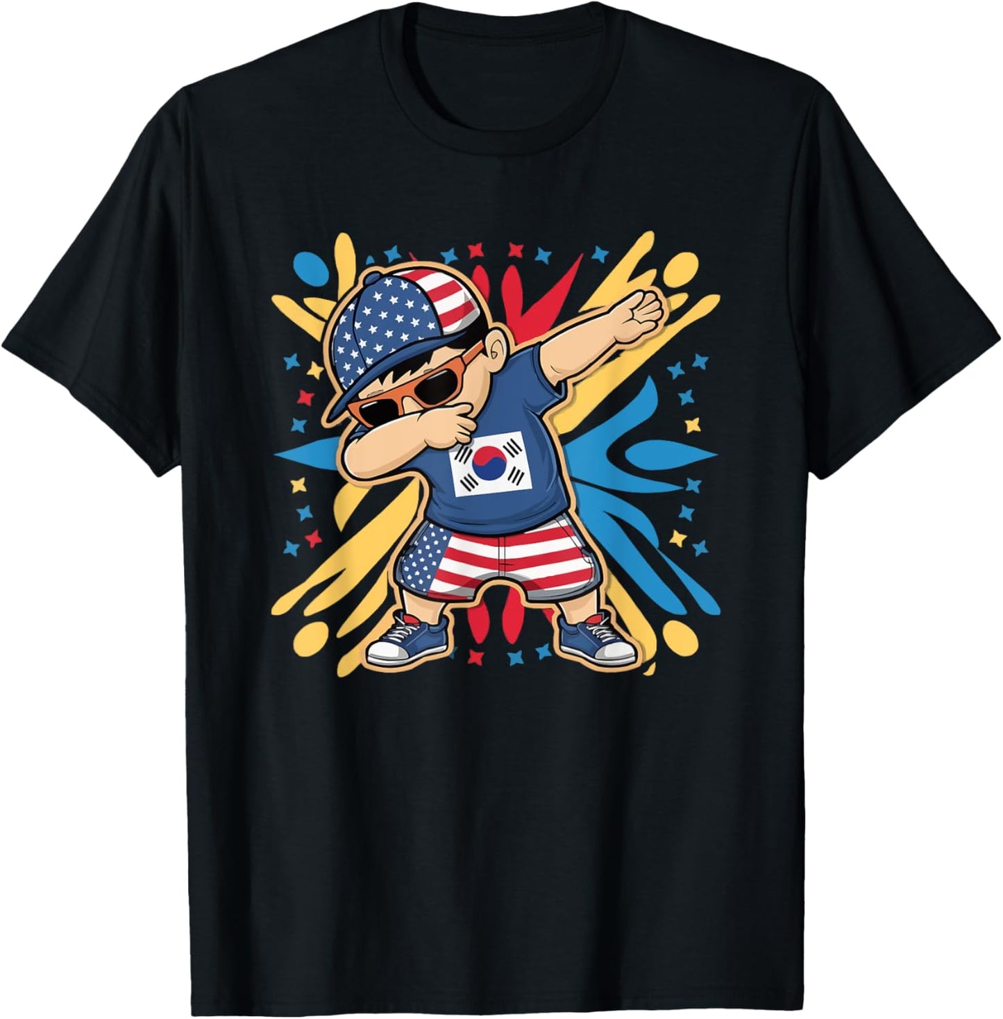 Half Korean Half American USA Flag South Korea America T-Shirt - T-Shirt | Black