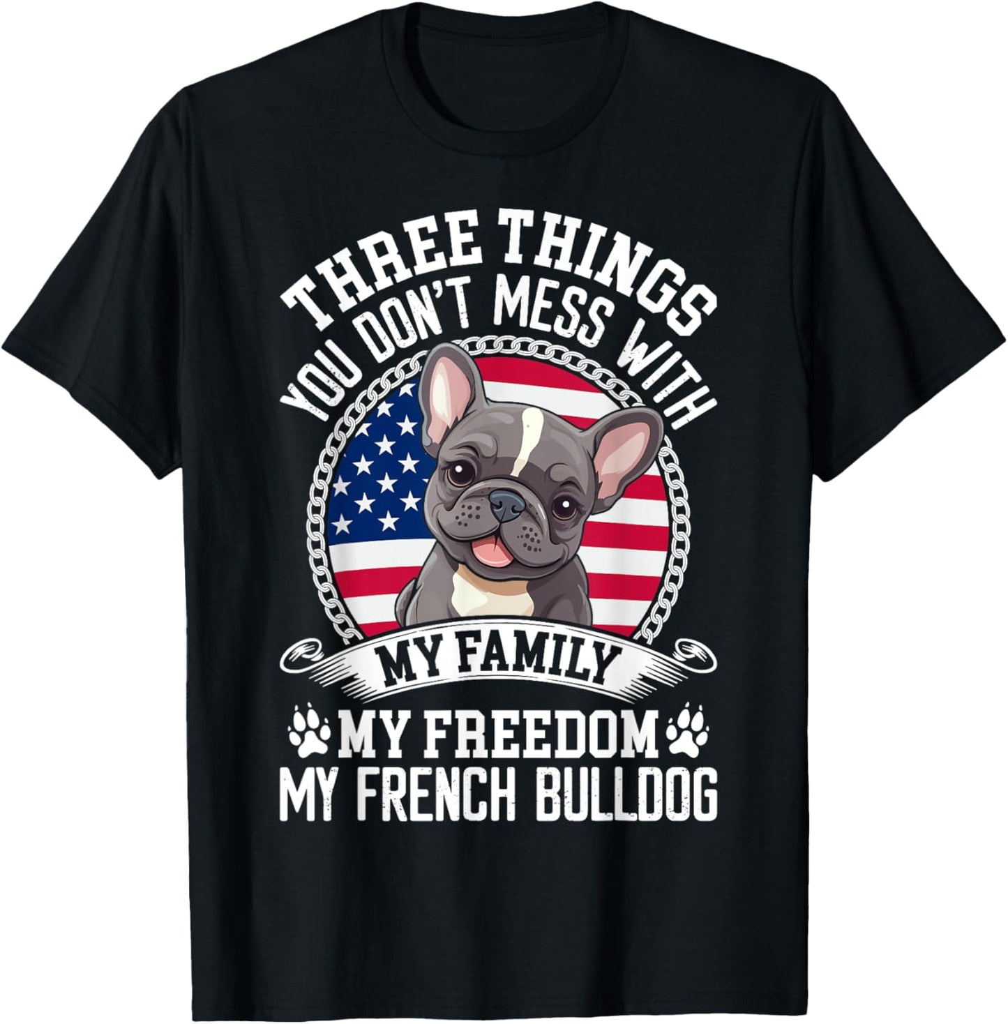 Patriotic French Bulldog American Flag Dog Paw 4th Of July Men Women Kids T-Shirt - T-Shirt | Black