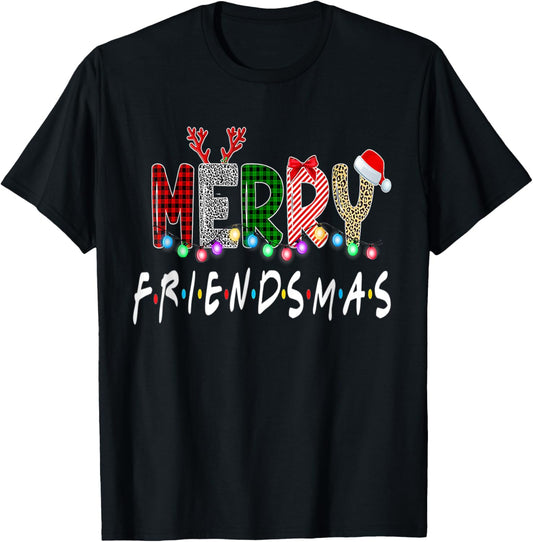 Merry Friendsmas Friends Christmas Matching Xmas Gifts Black T-Shirt - T-Shirt | Black