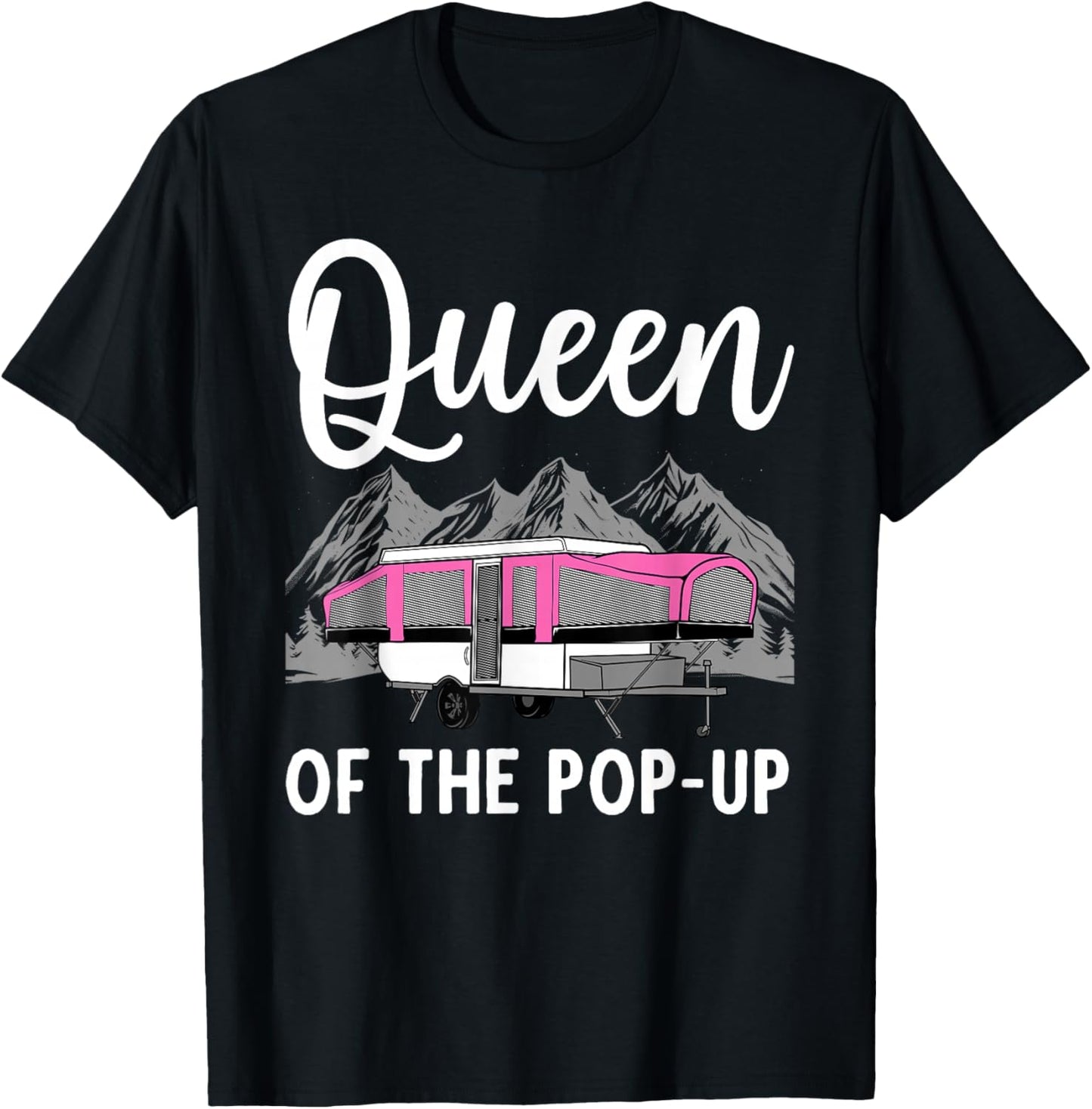Pop Up Camper Art Girls Pop Up Trailer Camping T-Shirt - T-Shirt | Black