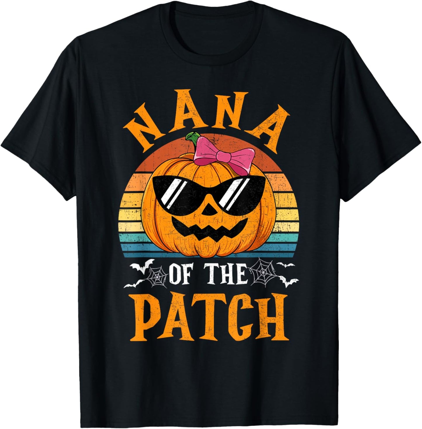 Pumpkin Nana Of The Patch Halloween Costume Family T-Shirt - T-Shirt | Black