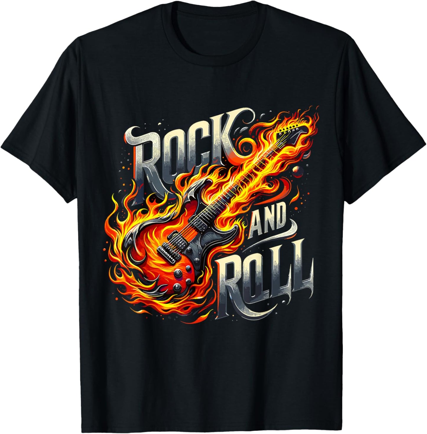 Rock and Roll Electric Guitar Band Guitarist Lets Rock T-Shirt - T-Shirt | Black