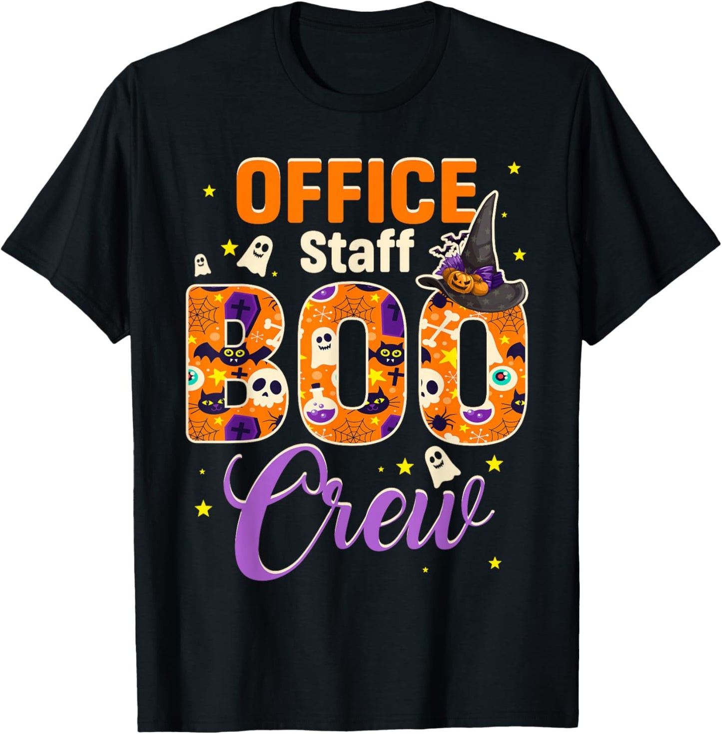 Office Staff Boo Crew Funny Halloween Matching Costume T-Shirt - T-Shirt | Black