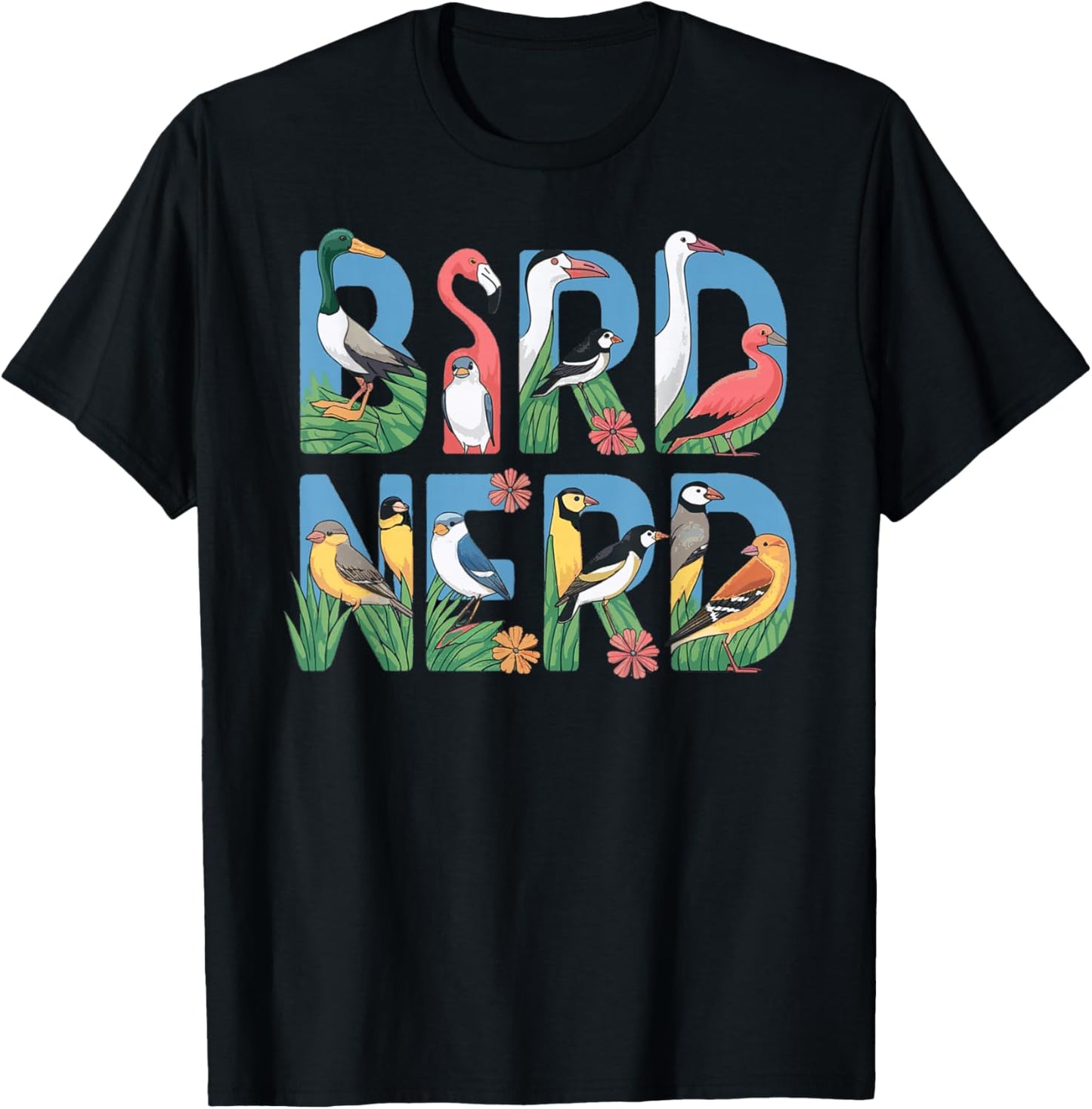 Bird Nerd Bird Watching Birding: & Graphic T-Shirt - T-Shirt | Black