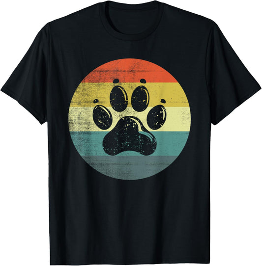 Retro Vintage Dog Paw Design Women Kids T-Shirt - T-Shirt | Black