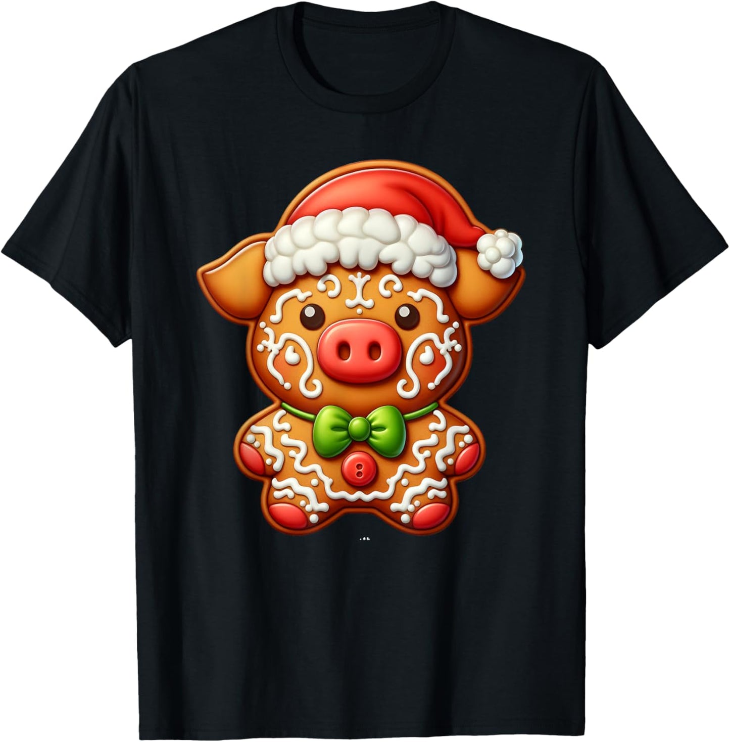 Funny Gingerbread Man Pig Christmas Kids T-Shirt - T-Shirt | Black
