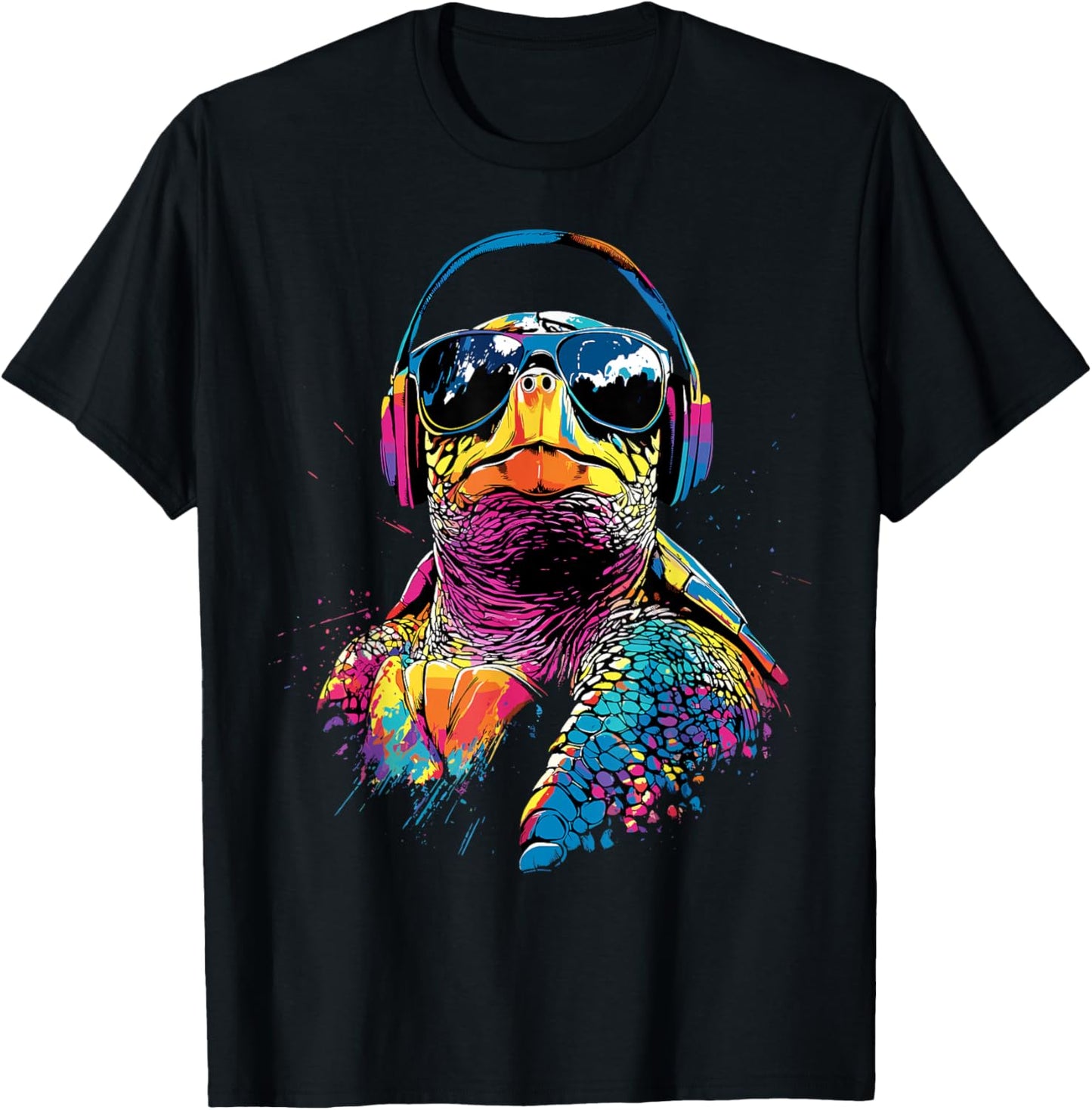 Turtle Colored Pop Art Reptile Giant Turtles Cute Turtle T-Shirt - T-Shirt | Black