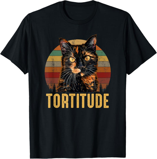 Tortitude, Tortoiseshell Cat Men Women Girls Kids T-Shirt - T-Shirt | Black