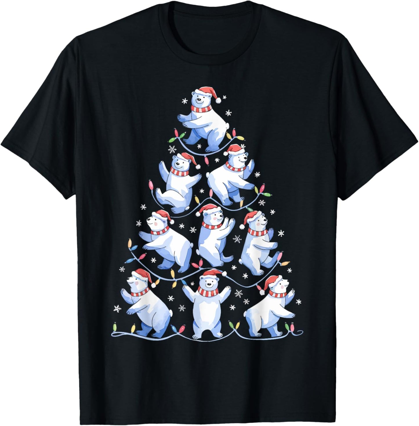 Polar Bear Christmas Tree Funny Ice Bear Holiday T-Shirt - T-Shirt | Black