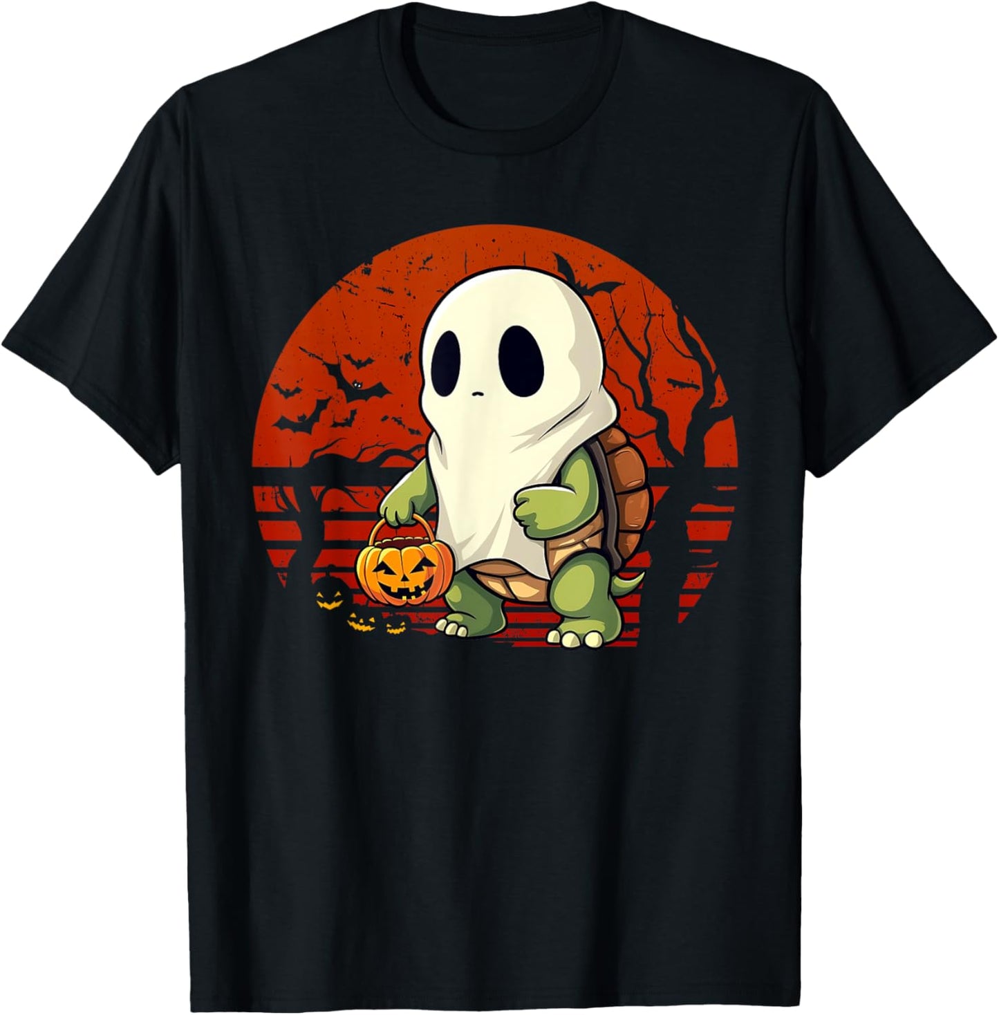 Halloween Turtle Ghost Pumpkin Costume Terrapin Tortoise T-Shirt - T-Shirt | Black