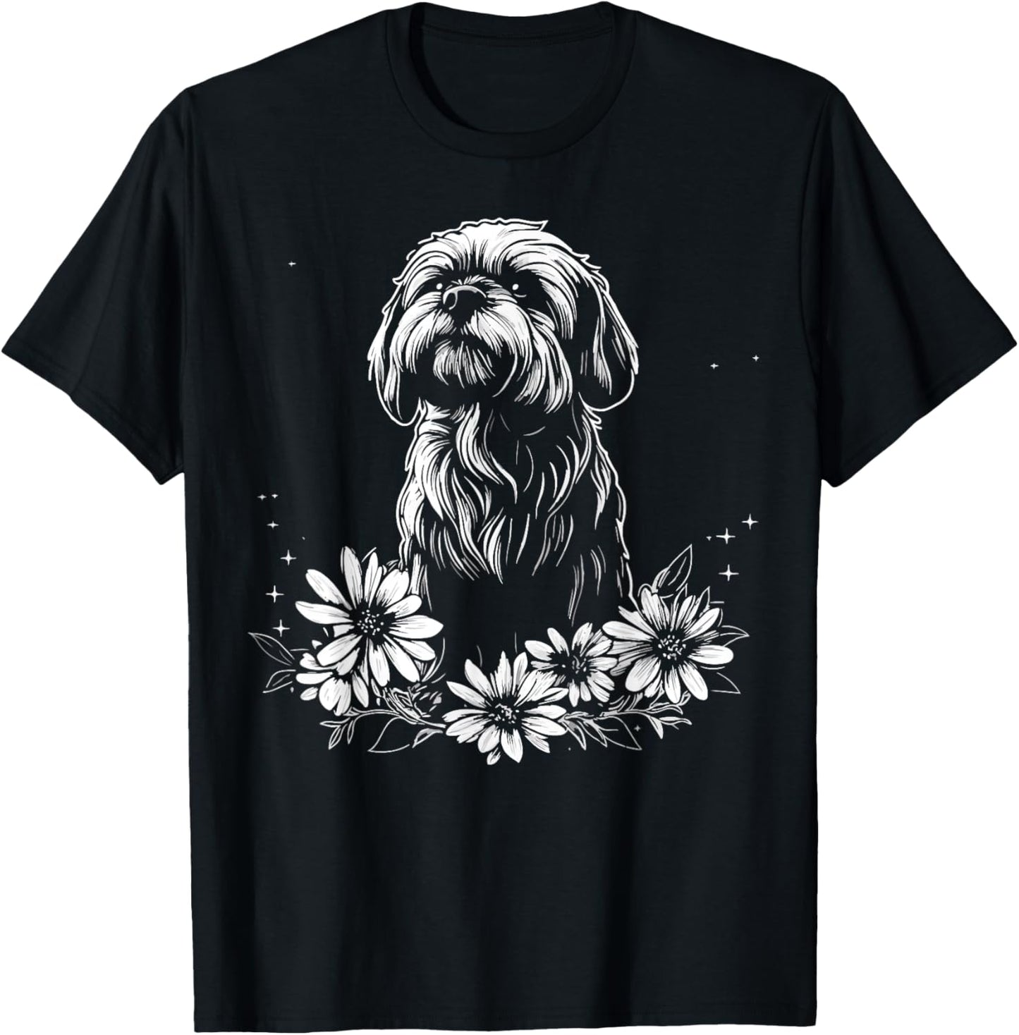 Retro Tattoo Style Lhasa Apso Dog Lover T-Shirt - T-Shirt | Black