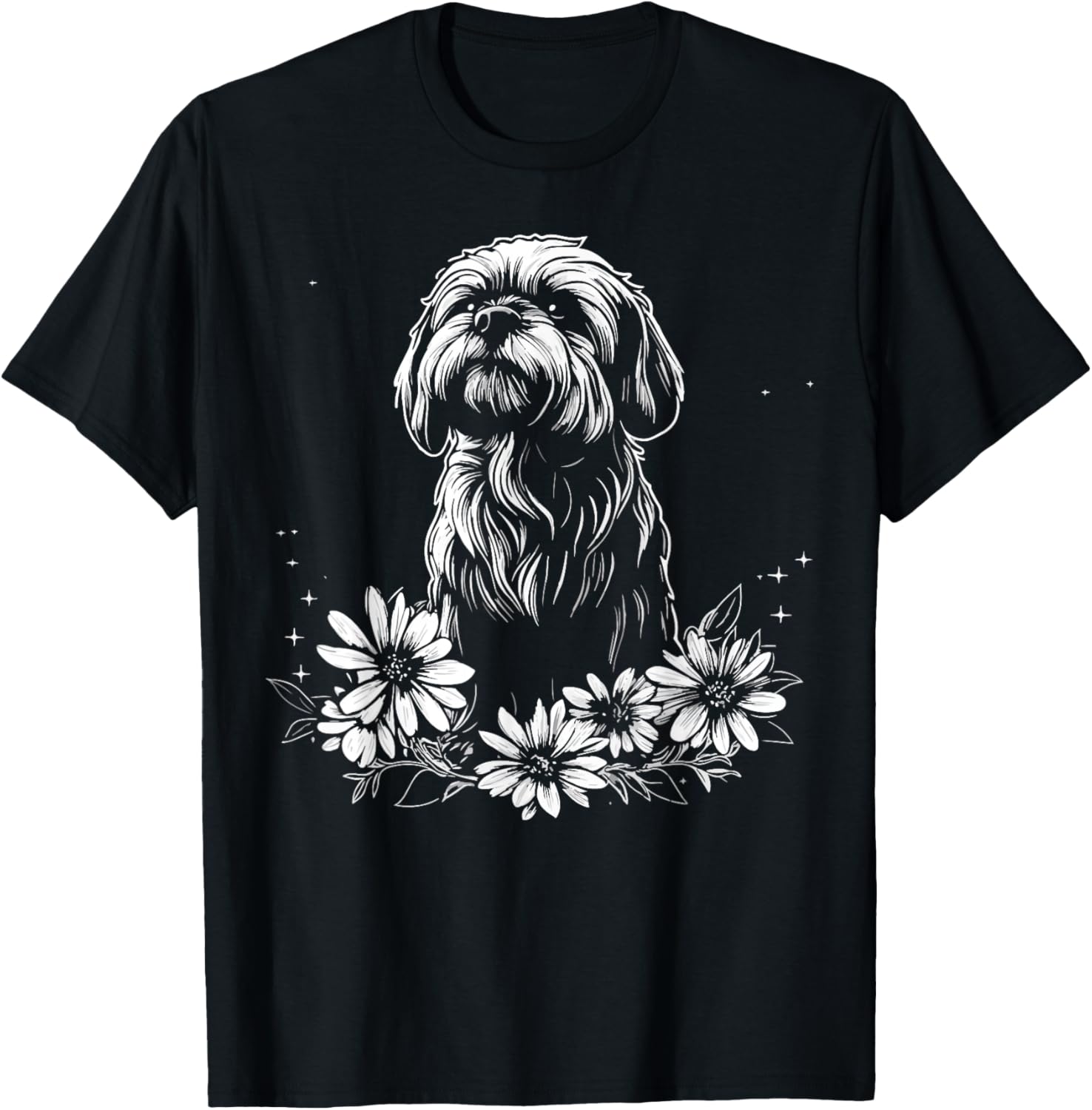 Retro Tattoo Style Lhasa Apso Dog Lover T-Shirt - T-Shirt | Black