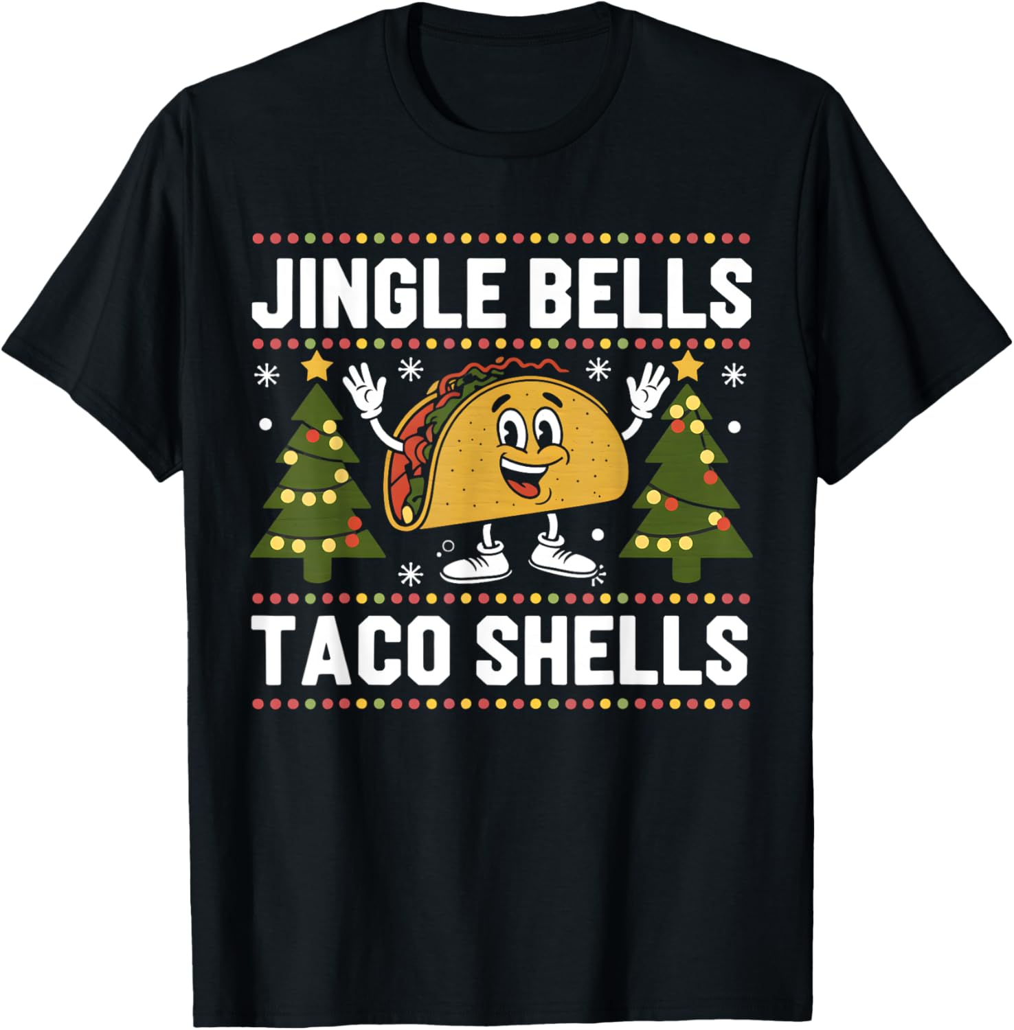 Christmas Jingle Bells Taco Shells Funny Xmas Tacos Lover T-Shirt - T-Shirt | Black