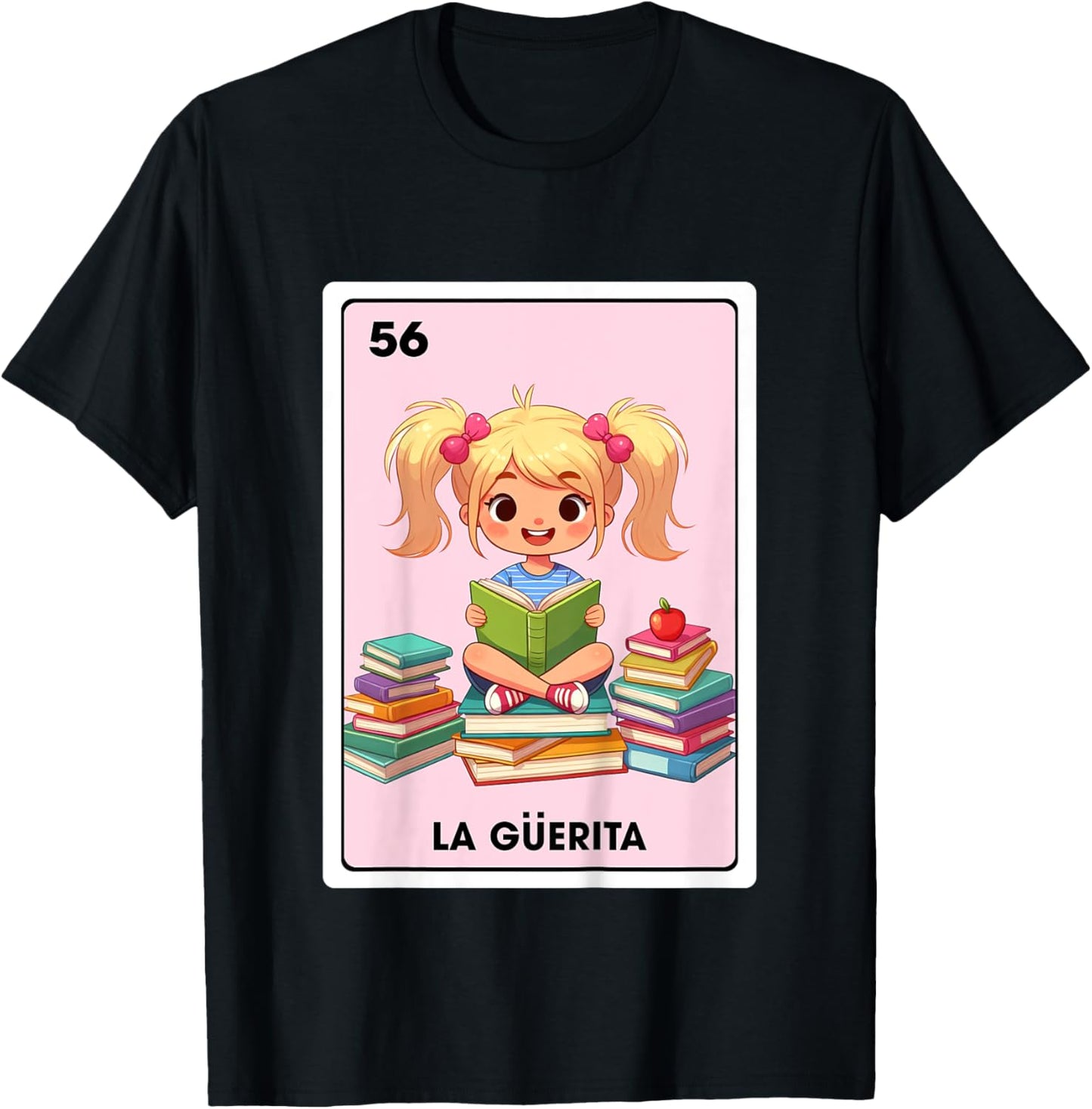 Mexican Blonde Girl Daughter La Guerita Mexican Bingo Card T-Shirt - T-Shirt | Black