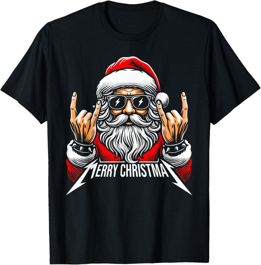 Merry Christmas Red Santa Face Hat Xmas Match Family Funny T-Shirt - T-Shirt | Black