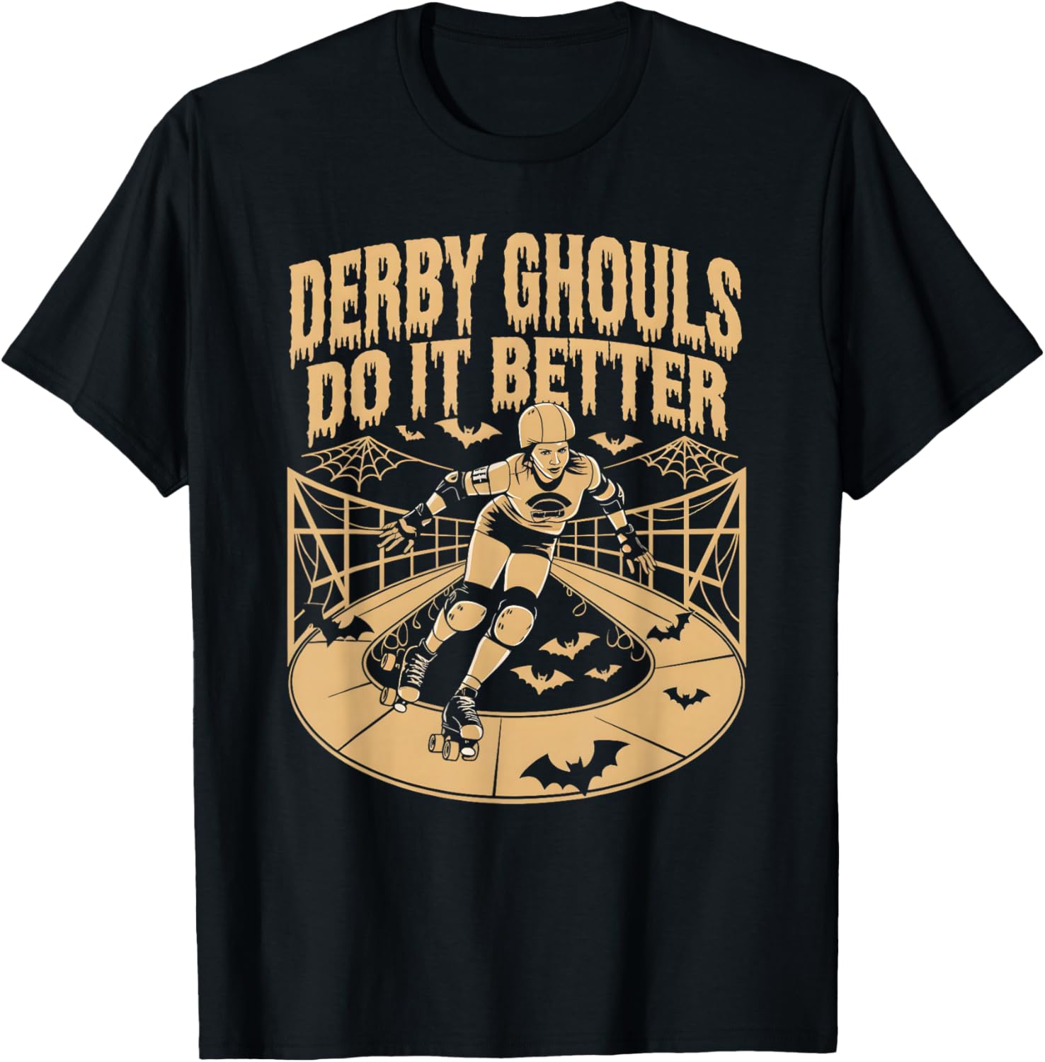 Spooky Roller Derby Enthusiasts -Adults Halloween Derby T-Shirt - T-Shirt | Black