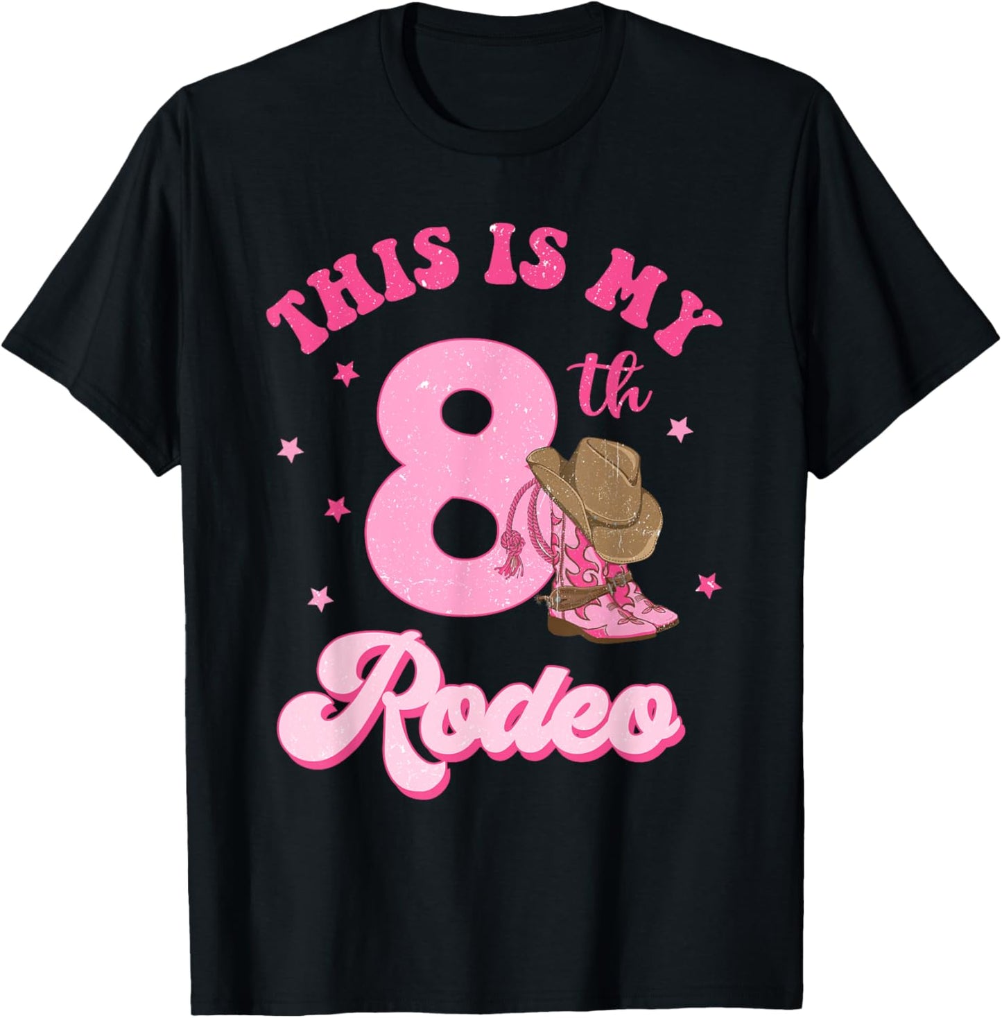 This Is My 8th Rodeo Western Cowgirl 8 Year Old Birthday T-Shirt - T-Shirt | Black