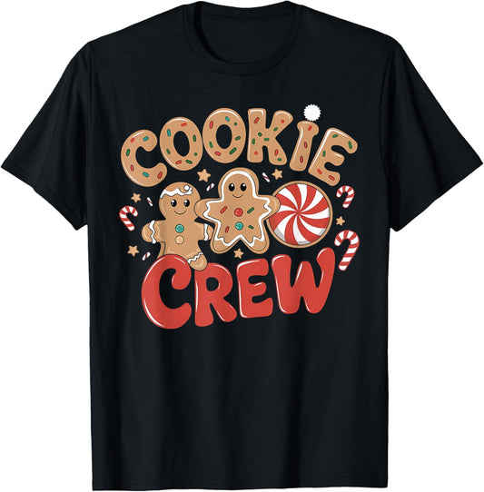 Cookie Crew Gingerbread Christmas Family Baking Team Holiday T-Shirt - T-Shirt | Black