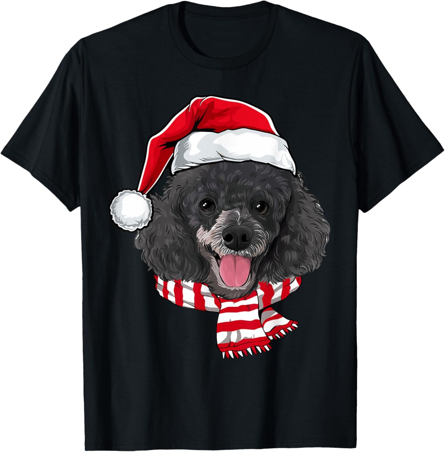 Santa Miniature Poodle Christmas Dog Lover Men Women Kids T-Shirt - T-Shirt | Black