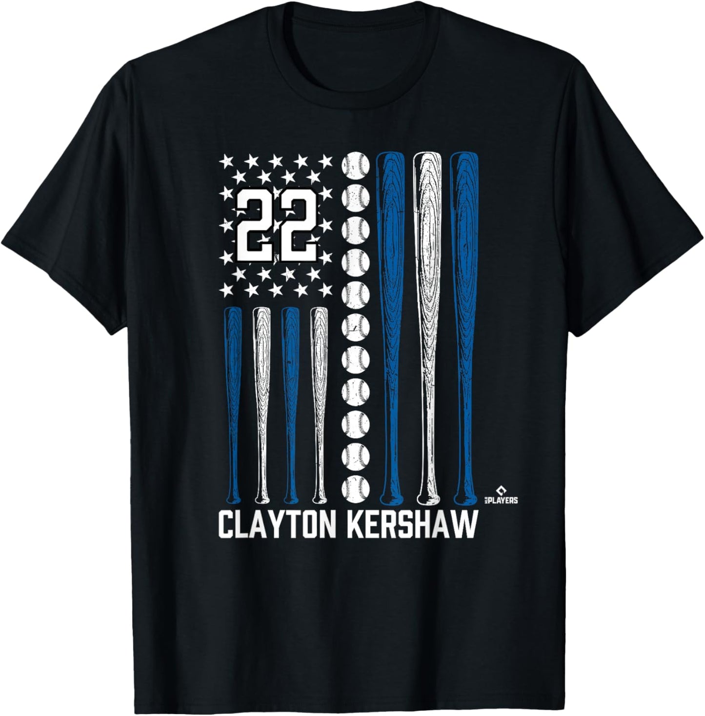 Baseball American Flag Clayton Kershaw Los Angeles Baseball T-Shirt - T-Shirt | Black