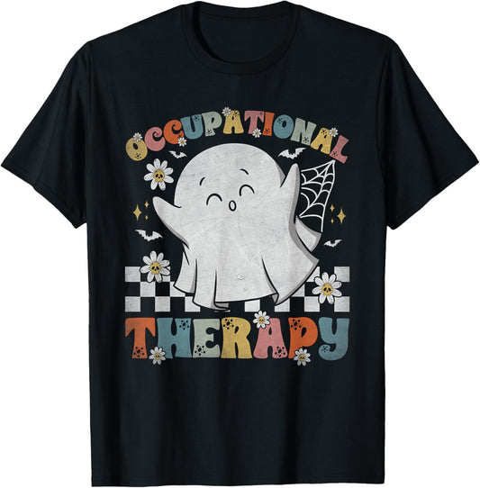 OT Occupational Therapy Halloween Retro Ghost OT Halloween T-Shirt - T-Shirt | Black